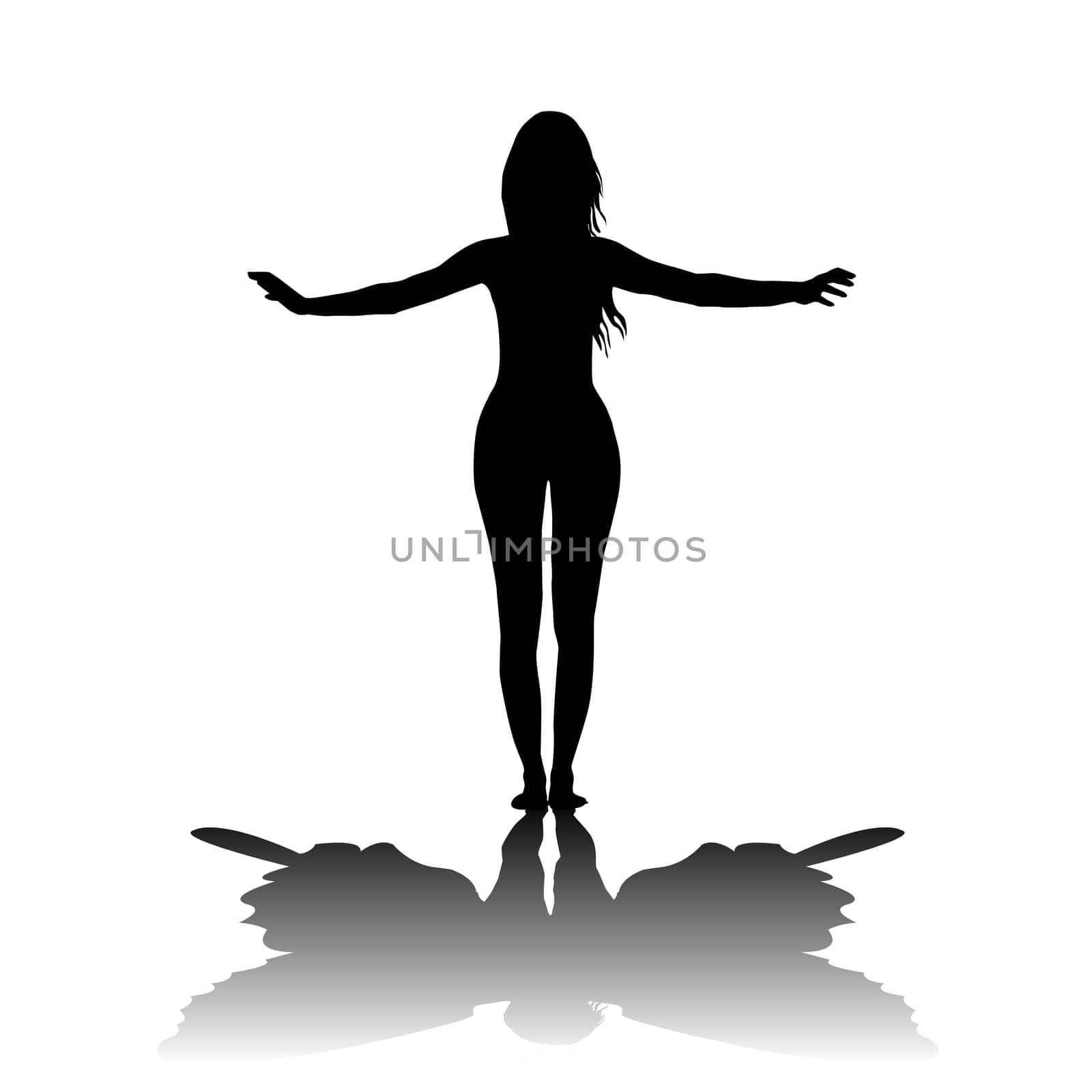 Woman silhouette with butterfly shadow