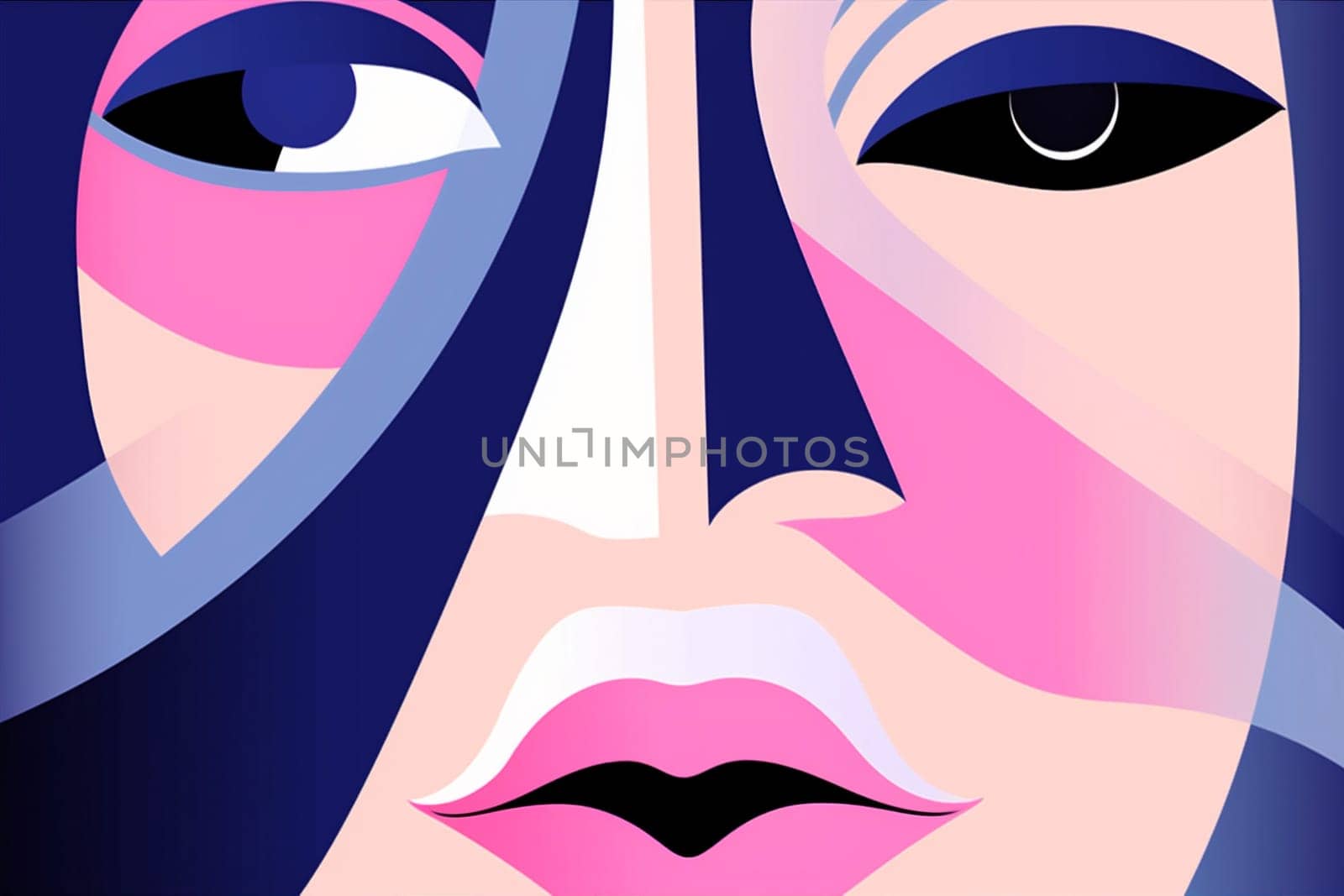 graphic woman design cubism abstract modern face cubist fashion poster illustration portrait. Generative AI. by Vichizh