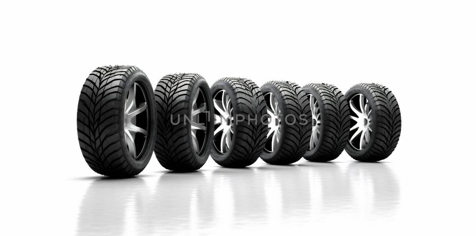automobile race clean heap car space equipment transport shop service isolated alloy object stack auto wheel copy rubber tyre set background tire. Generative AI.