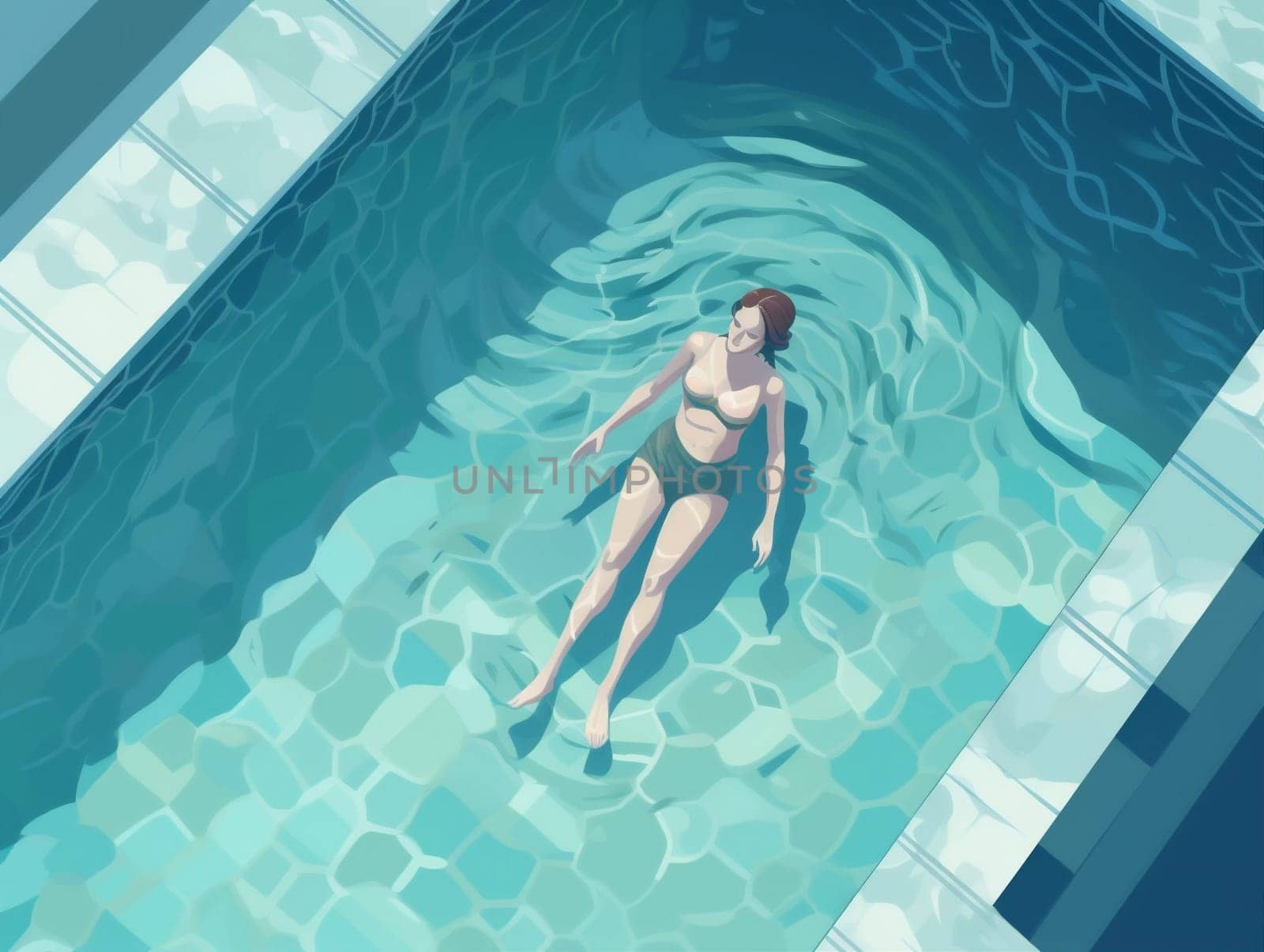 woman young water girl character illustration summer swim pool holiday person. Generative AI. by Vichizh