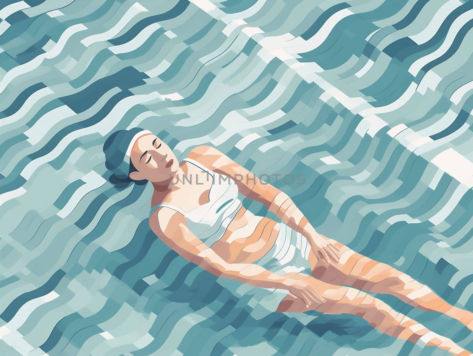 woman person holiday body summer illustration young girl pool water swim. Generative AI. by Vichizh