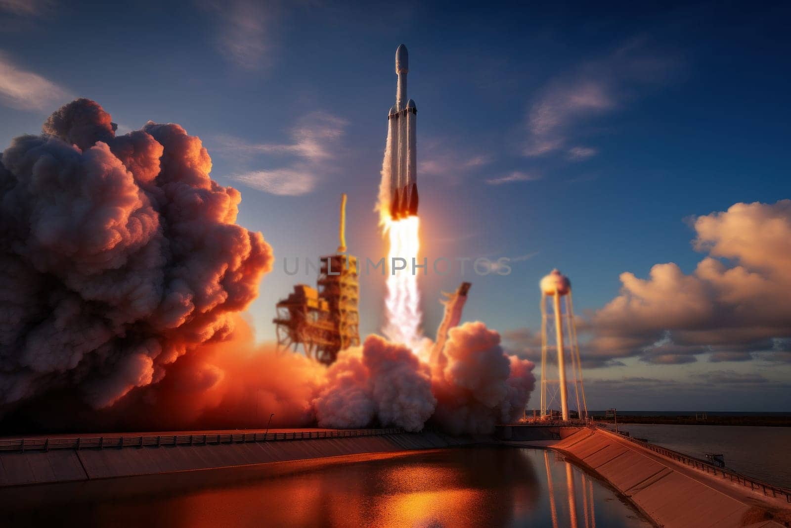 Space rocket launching for interstellar travel. Generative AI