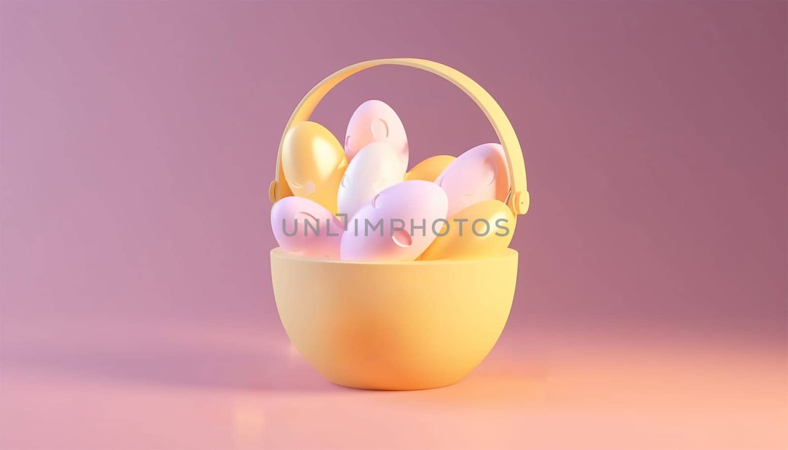 Happy Easter glowing retro neon eggs on dark background. Pastel colored 3D Easter eggs copy space illustration. Space for text