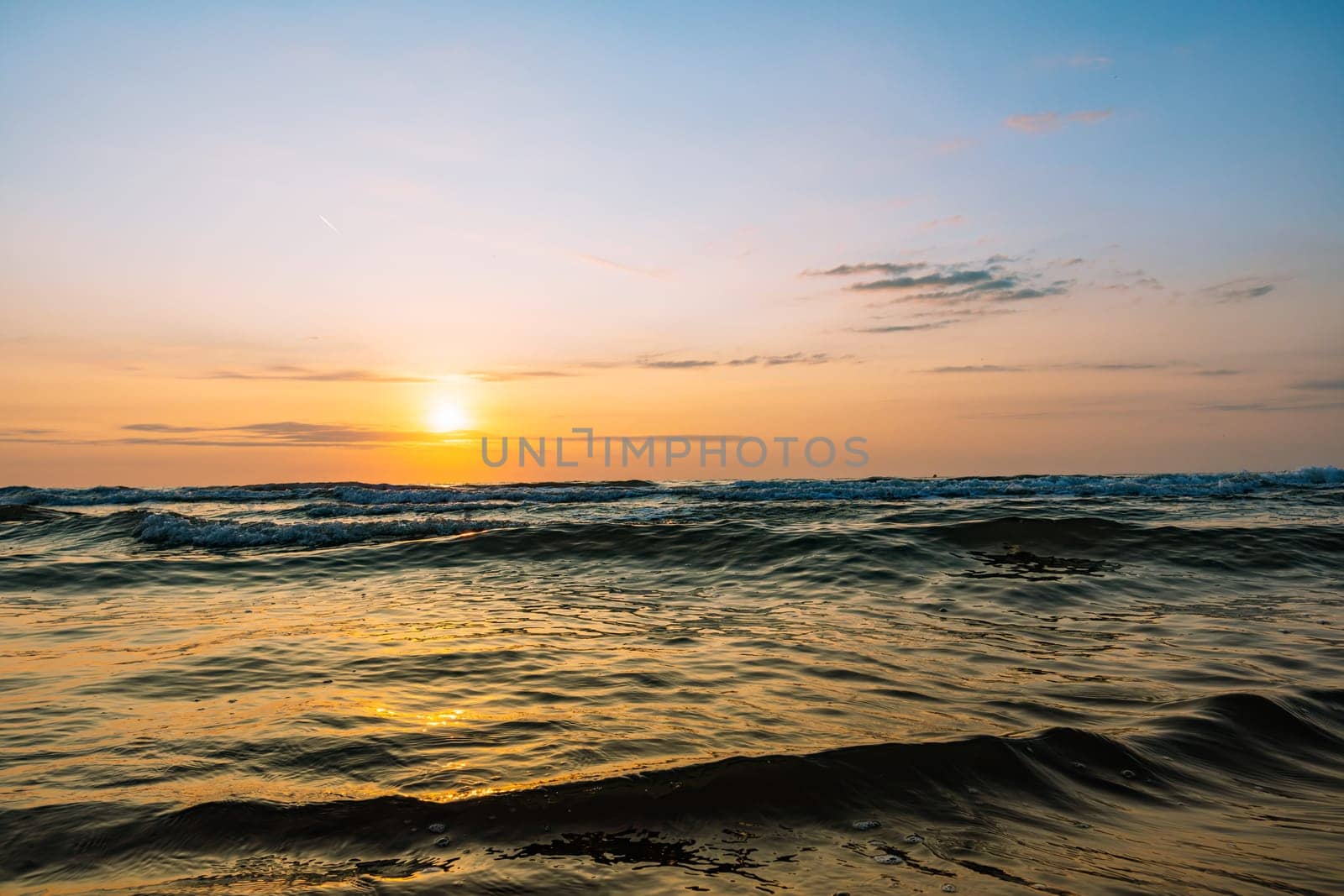 beautiful seascape at sunrise, with a place for an inscription. High quality photo