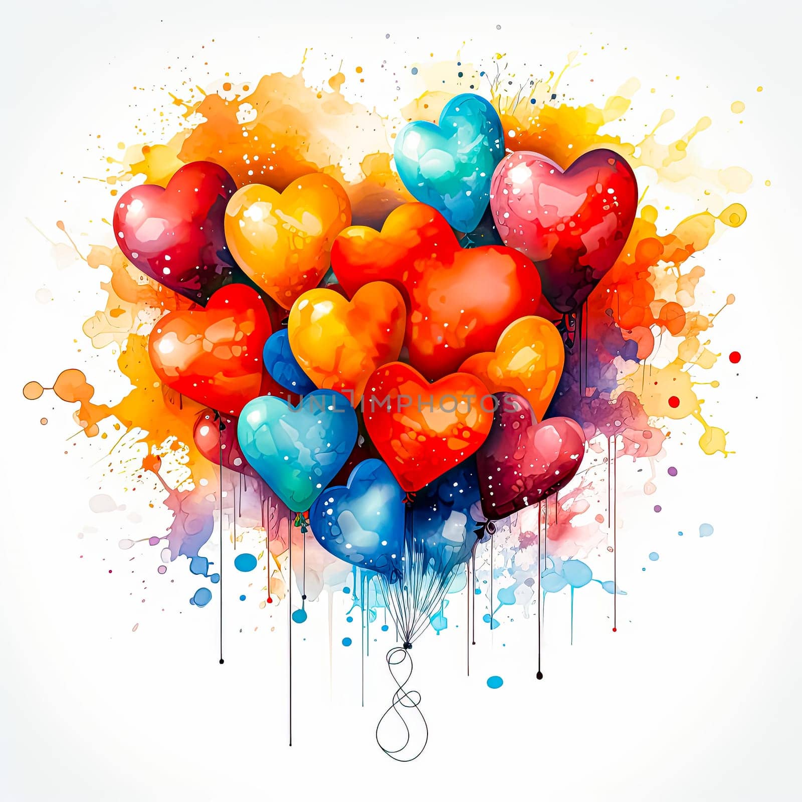 A watercolor heart image, vibrant and tender by Alla_Morozova93