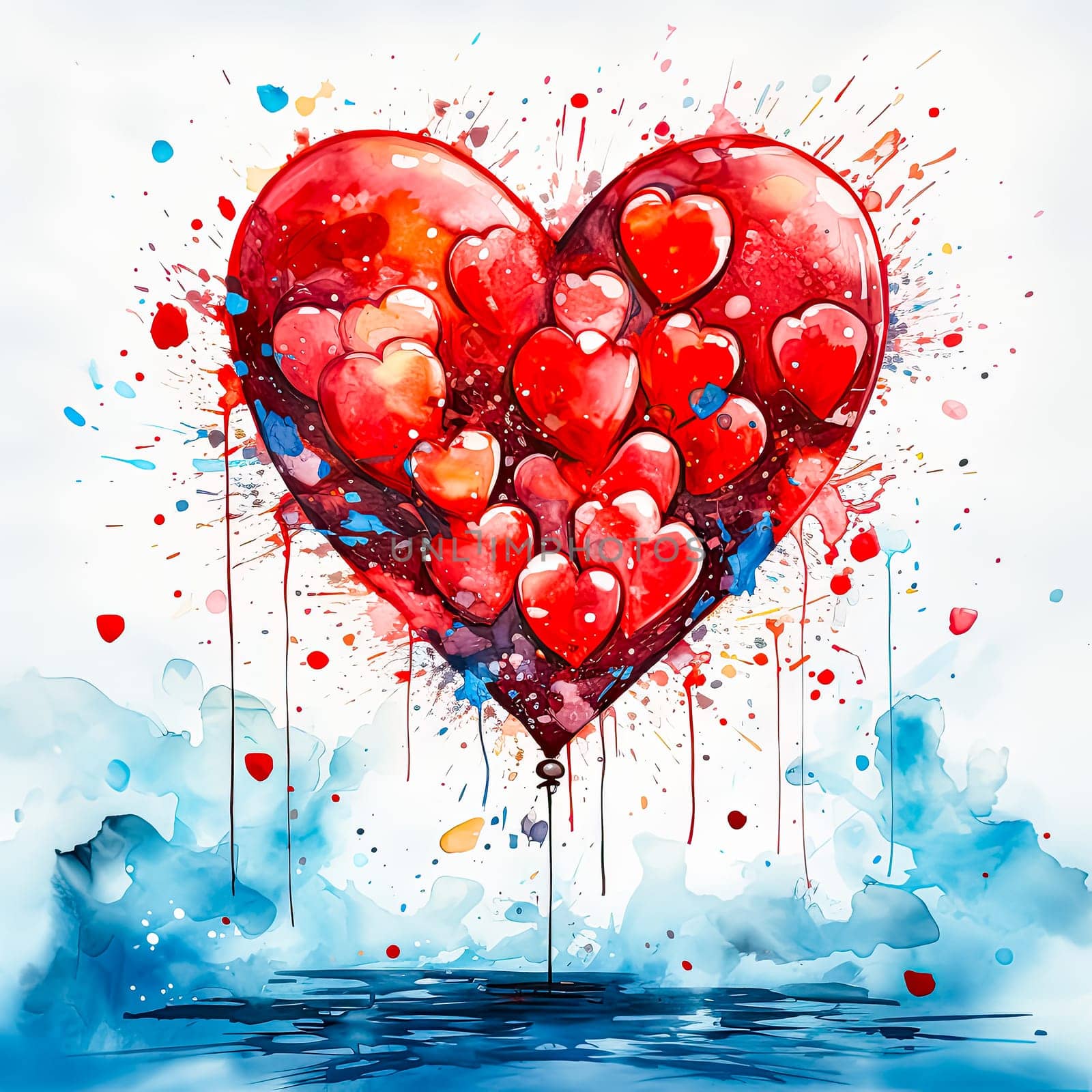 A watercolor heart image, vibrant and tender by Alla_Morozova93