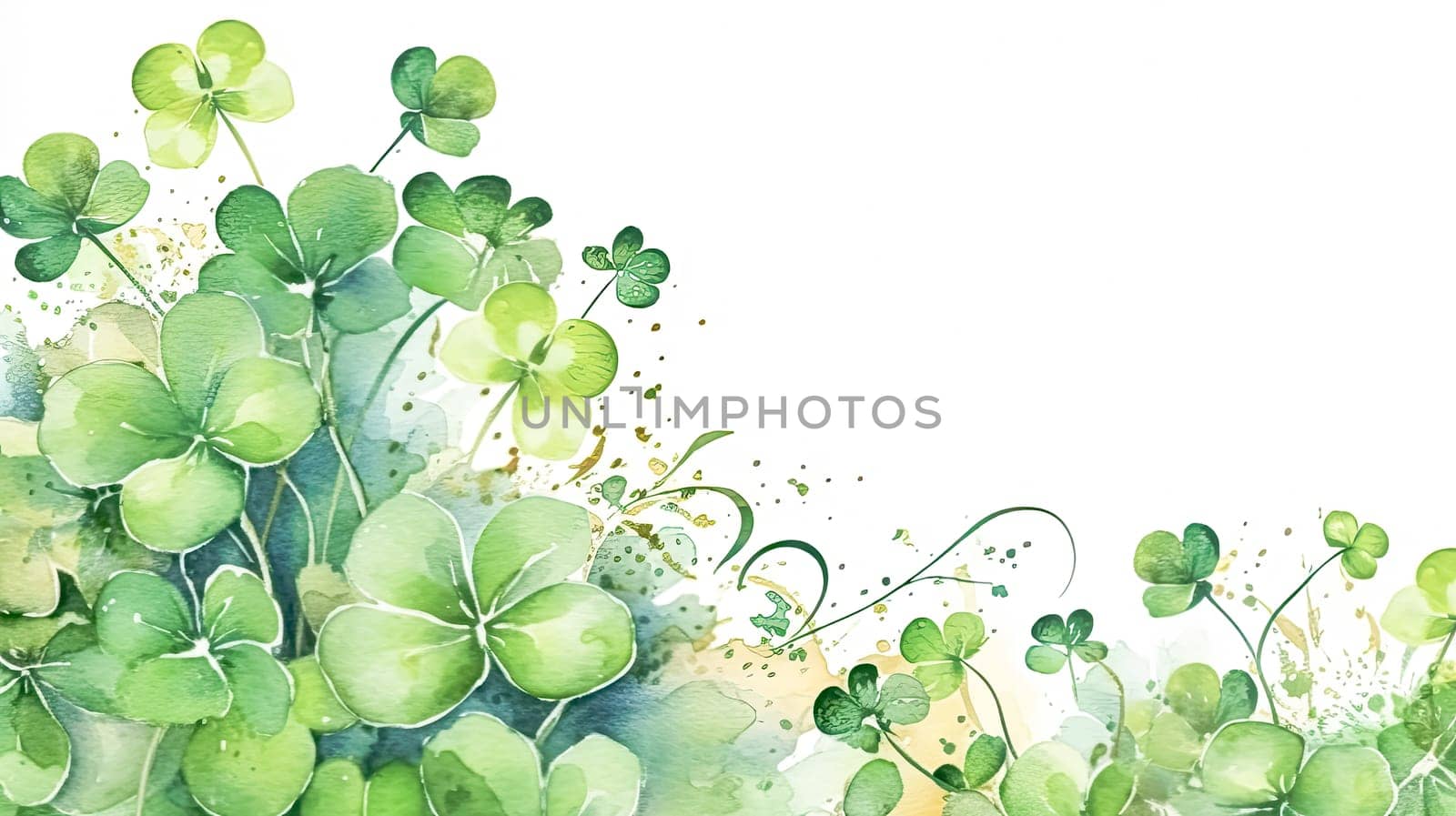 In the spirit of St. Patricks Day, a watercolor image showcases the delicate beauty of the clover, a cherished emblem of good luck and Irish tradition