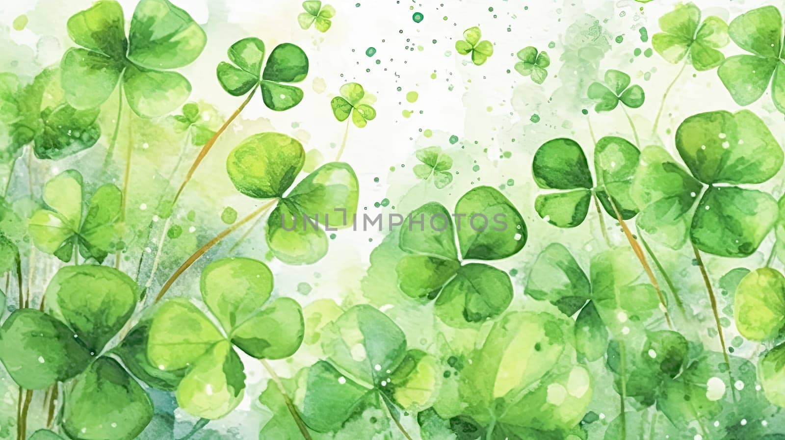 In the spirit of St. Patricks Day, a watercolor image showcases the delicate beauty of the clover, a cherished emblem of good luck and Irish tradition