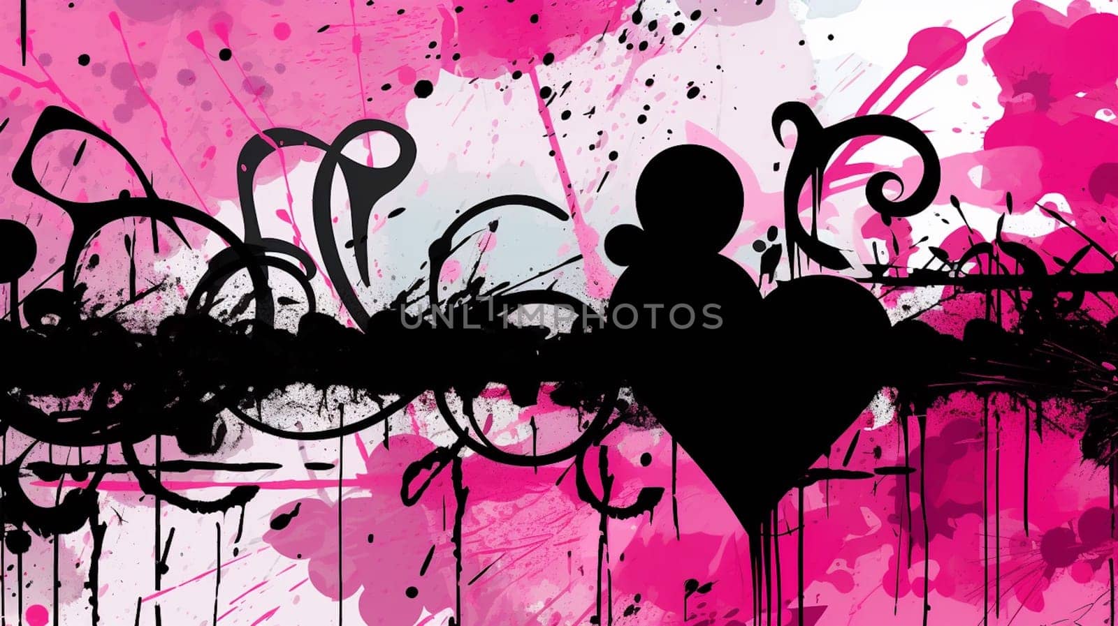 Graffiti drawing emo symbols background . Painted graffiti spray pattern . Spray paint elements. Ai generative by lucia_fox