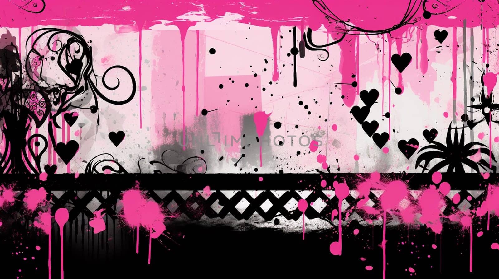 Graffiti drawing emo symbols background . Painted graffiti spray pattern . Spray paint elements. Ai generative by lucia_fox