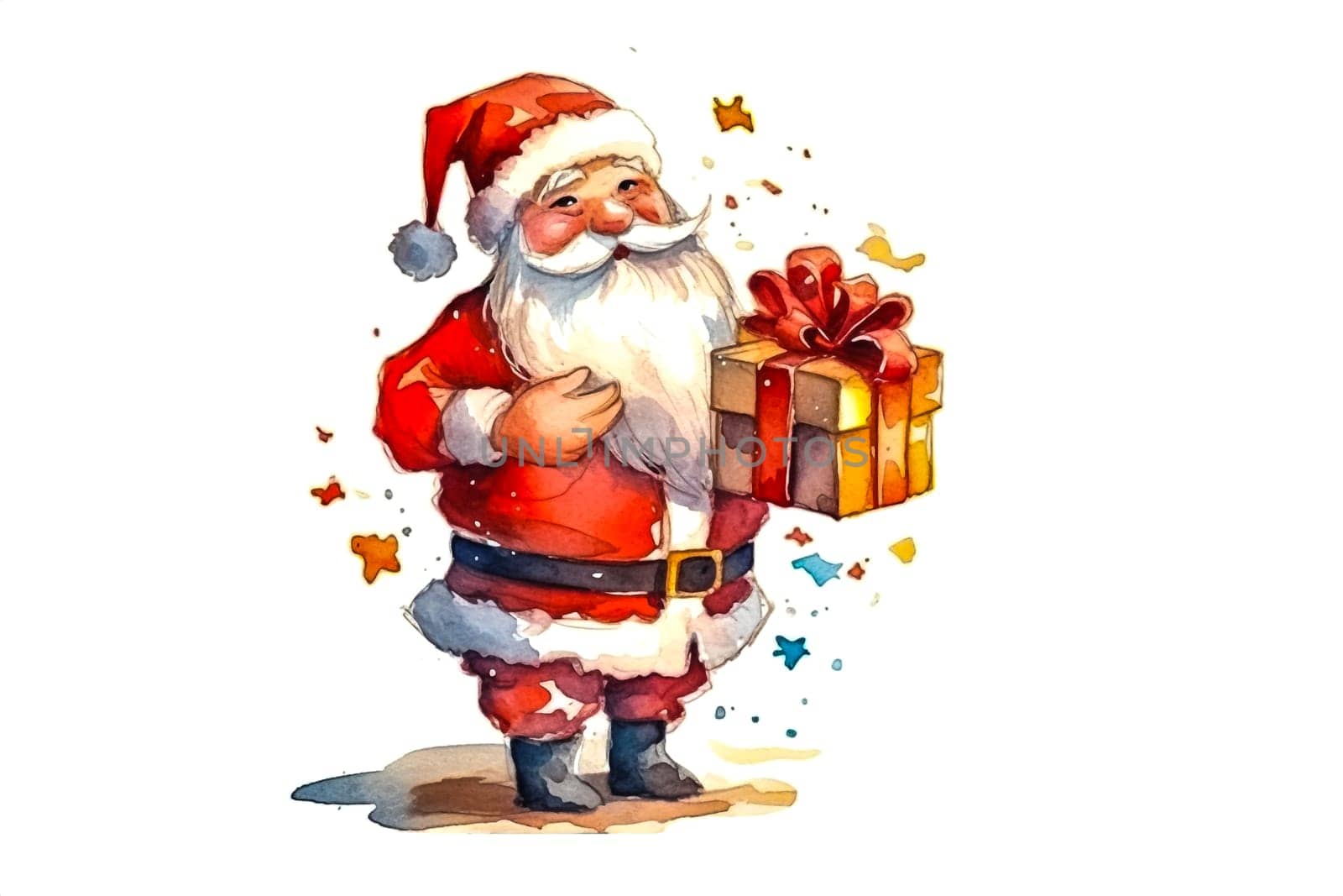 Santa delivers joy in a watercolor masterpiece by Alla_Morozova93