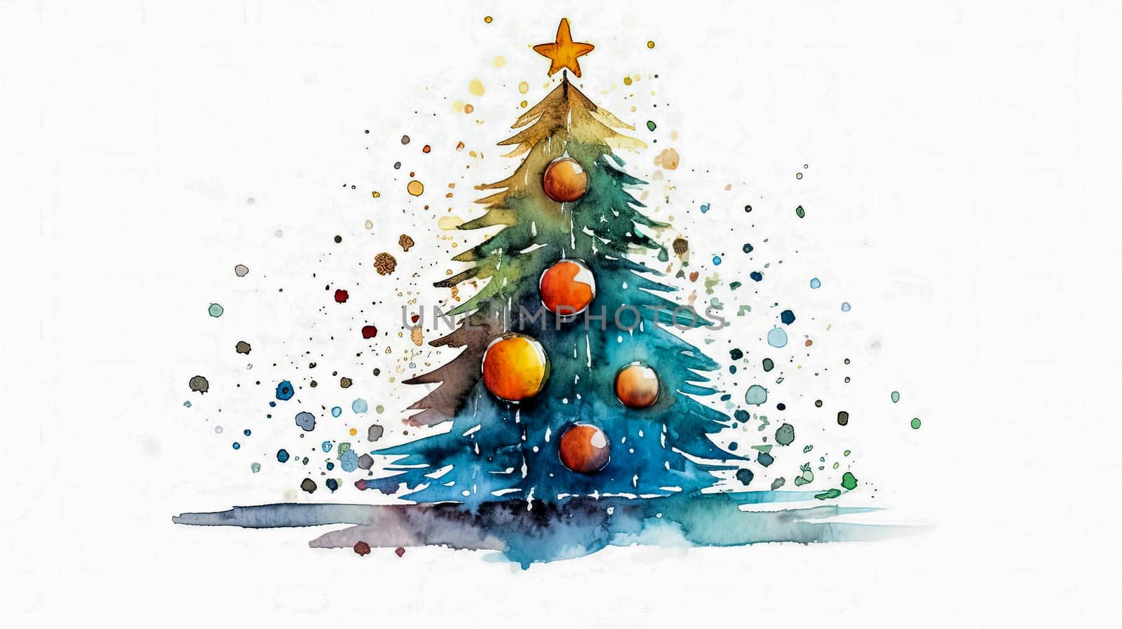 a Christmas tree on a white canvas by Alla_Morozova93