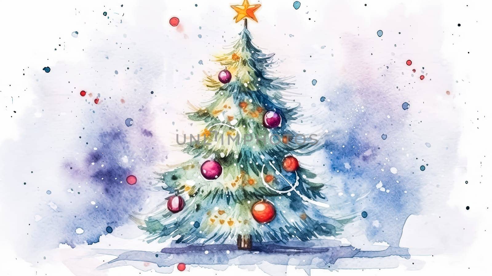 a Christmas tree on a white canvas by Alla_Morozova93