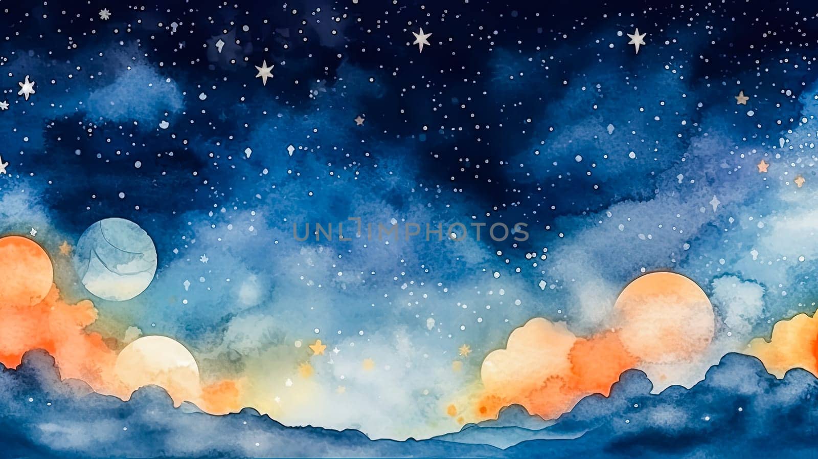Watercolor magic unfolds in a starry sky by Alla_Morozova93