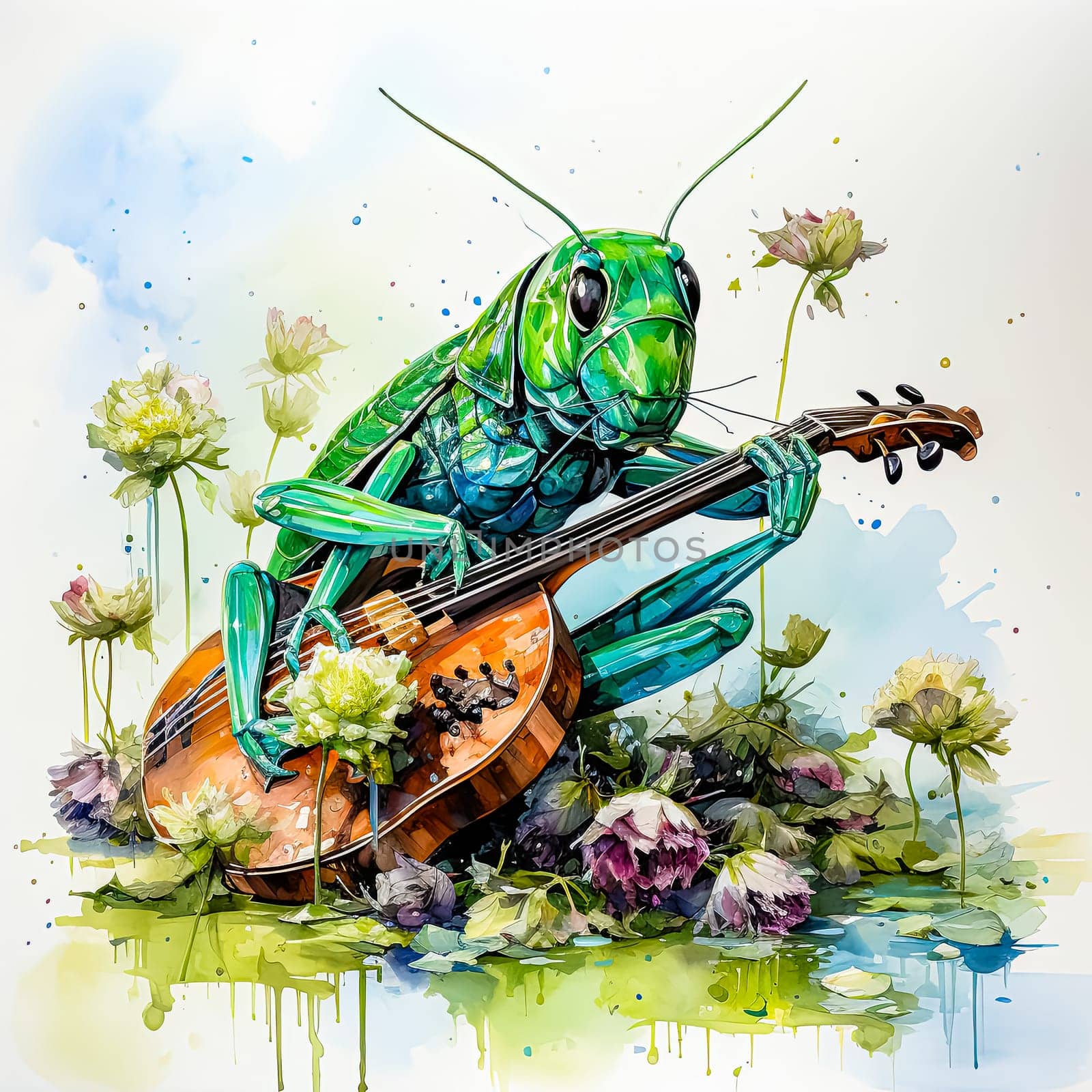 The grasshopper plays the violin by Alla_Morozova93