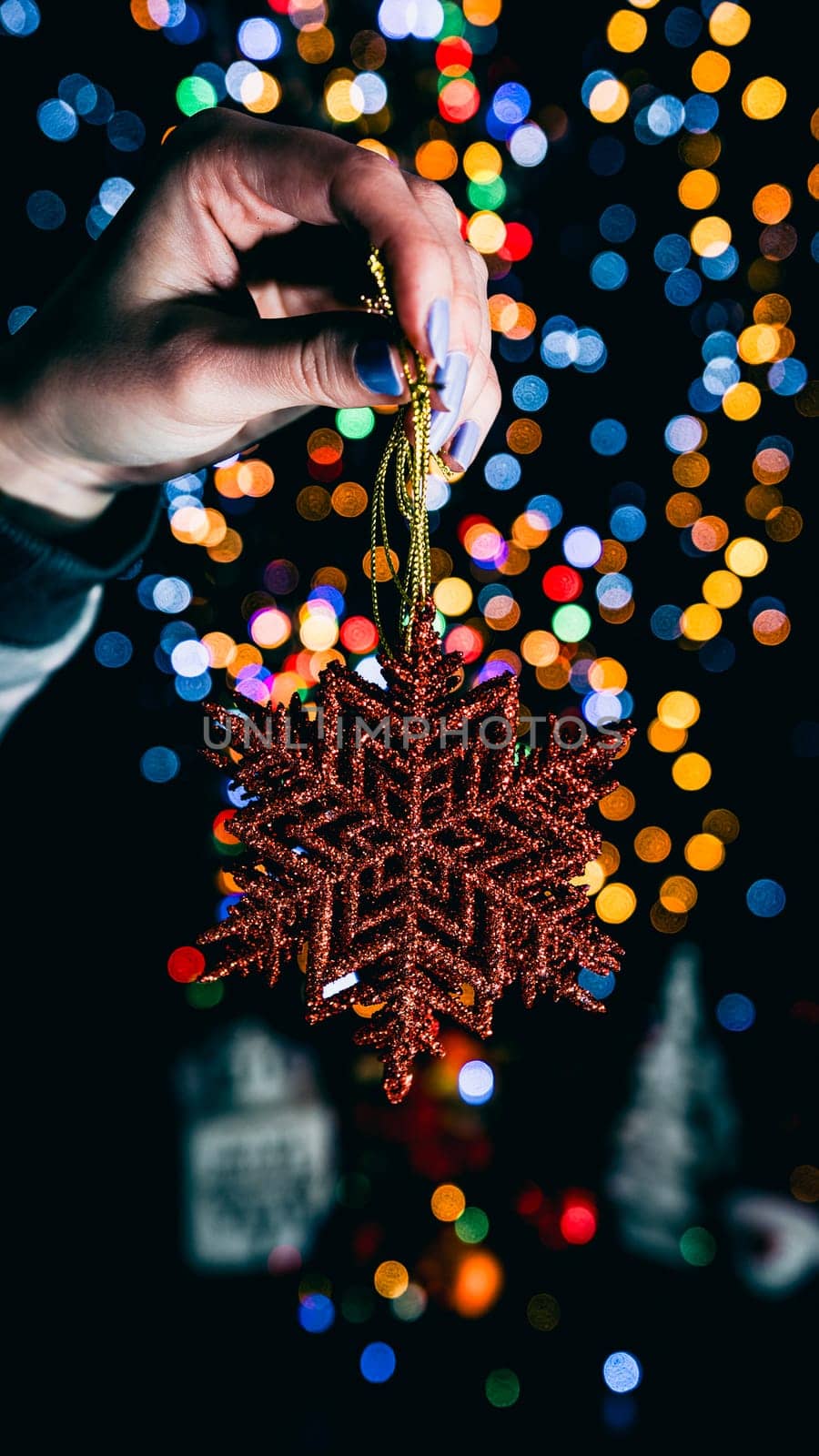 Christmas decorations. Colorful Christmas lights background