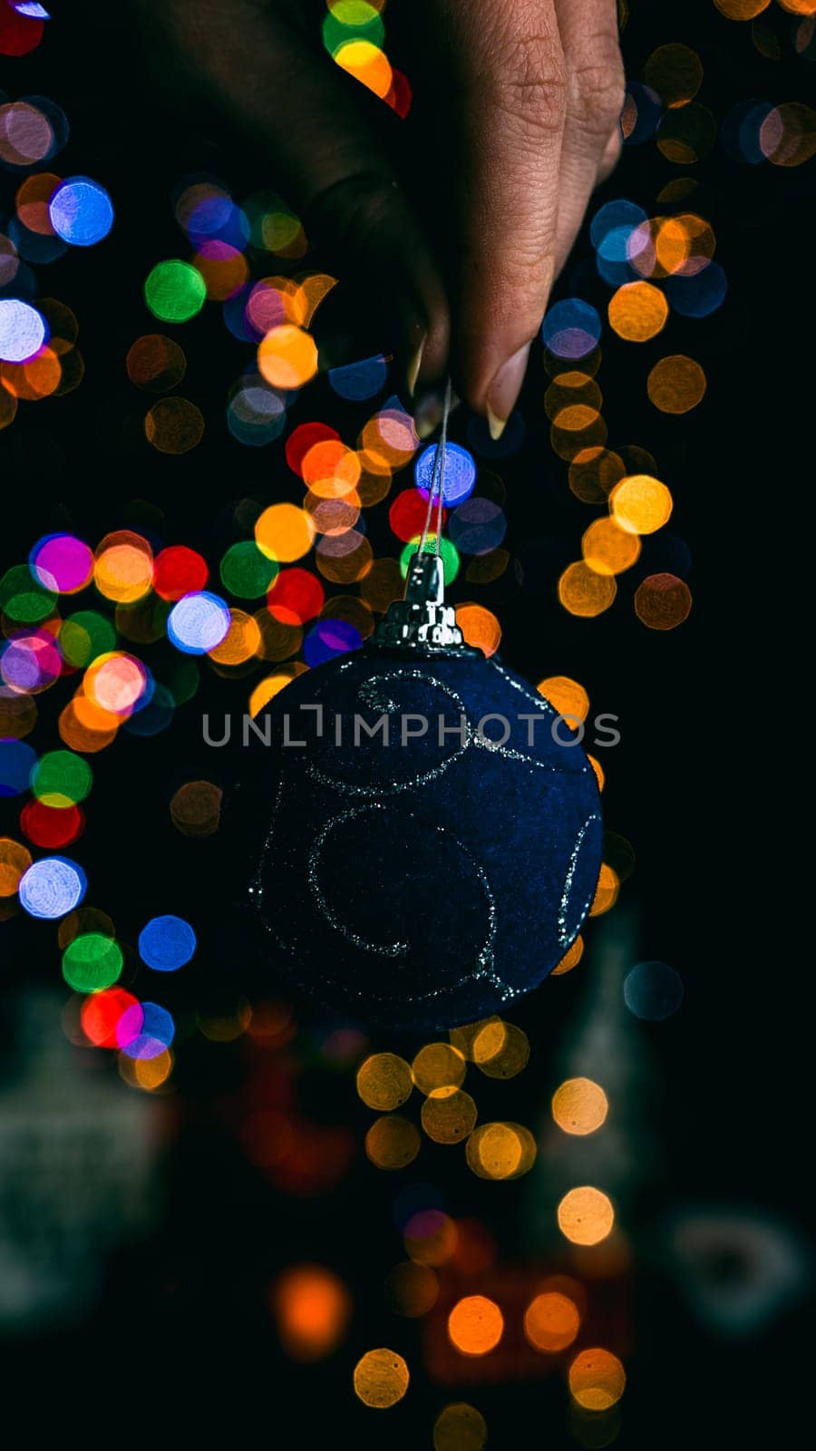 Christmas decorations. Colorful Christmas lights background