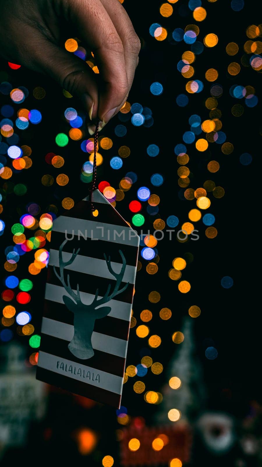 Christmas decorations. Colorful Christmas lights background