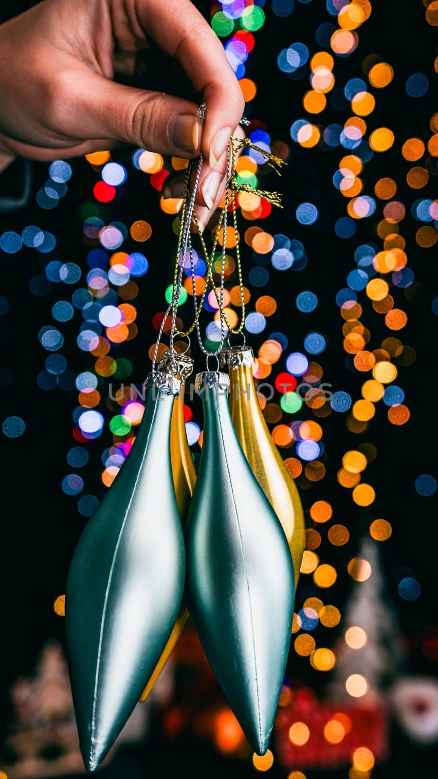 Christmas decorations. Colorful Christmas lights background