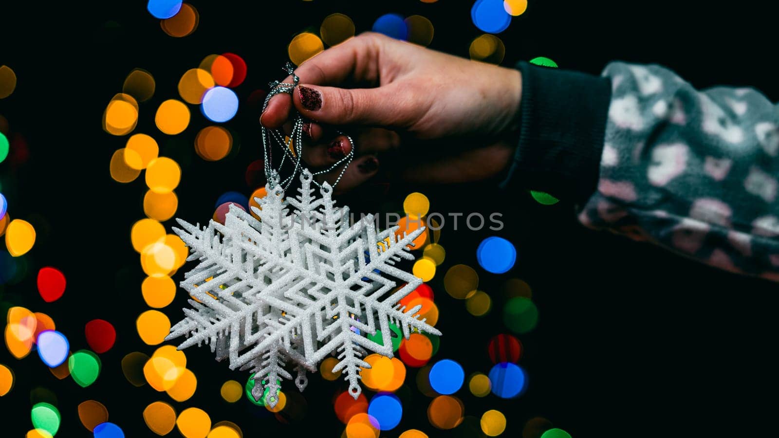 Christmas decorations. Colorful Christmas lights background