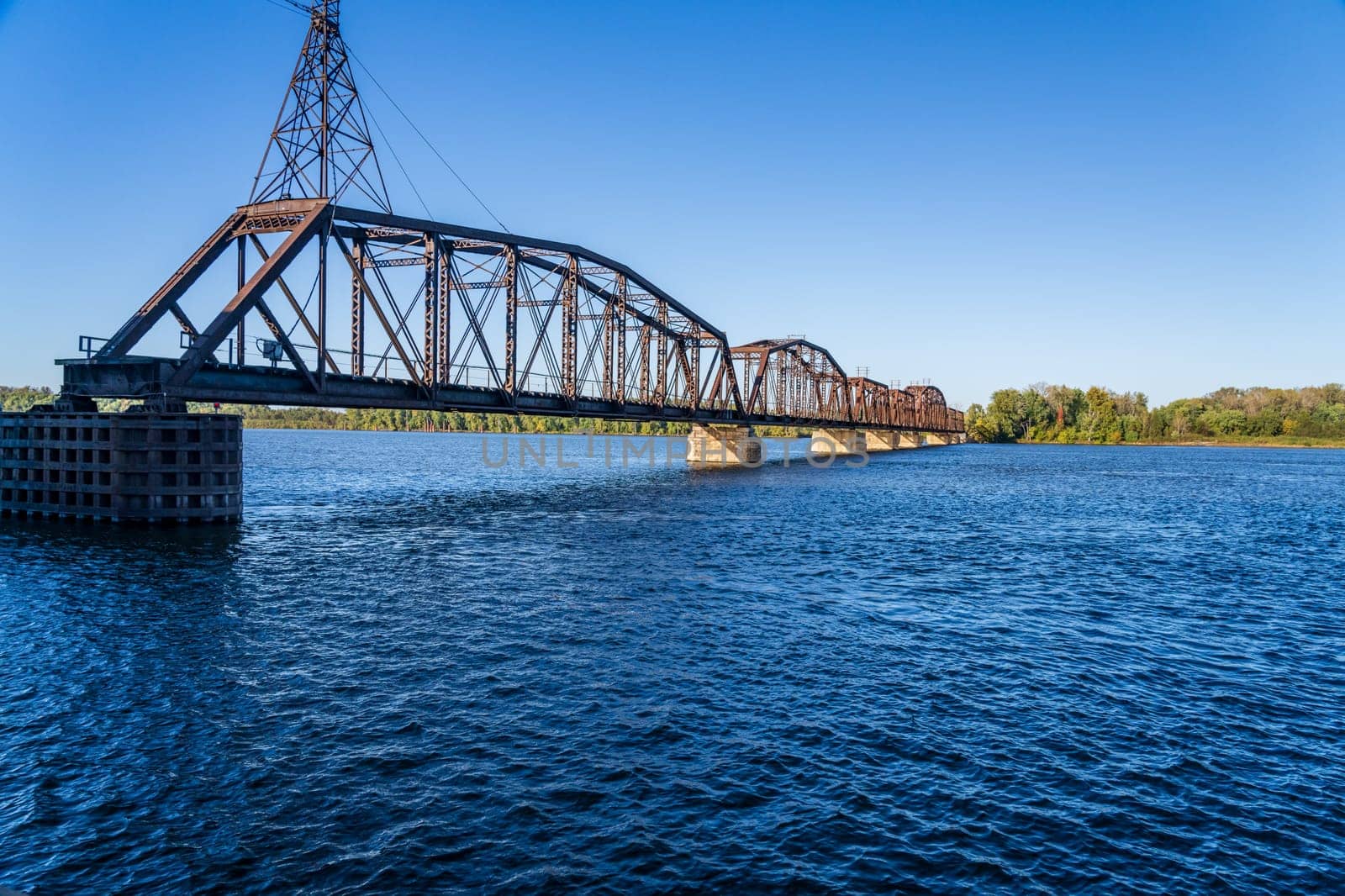 Open swing span of Louisiana Railroad bridge in Missouri by steheap