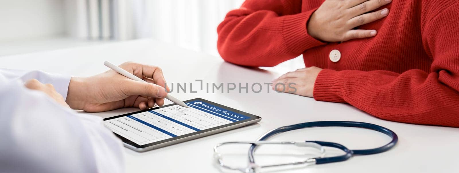 Patient attend doctor's appointment at clinic or hospital office. Rigid by biancoblue