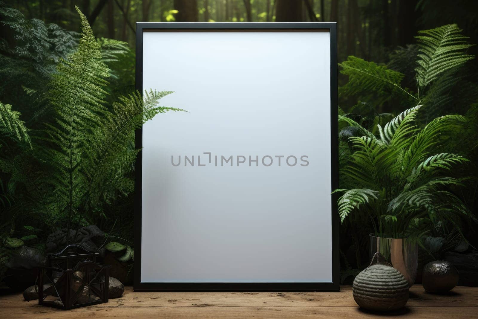 Picture frame blank screen for advertising. Generative AI by itchaznong