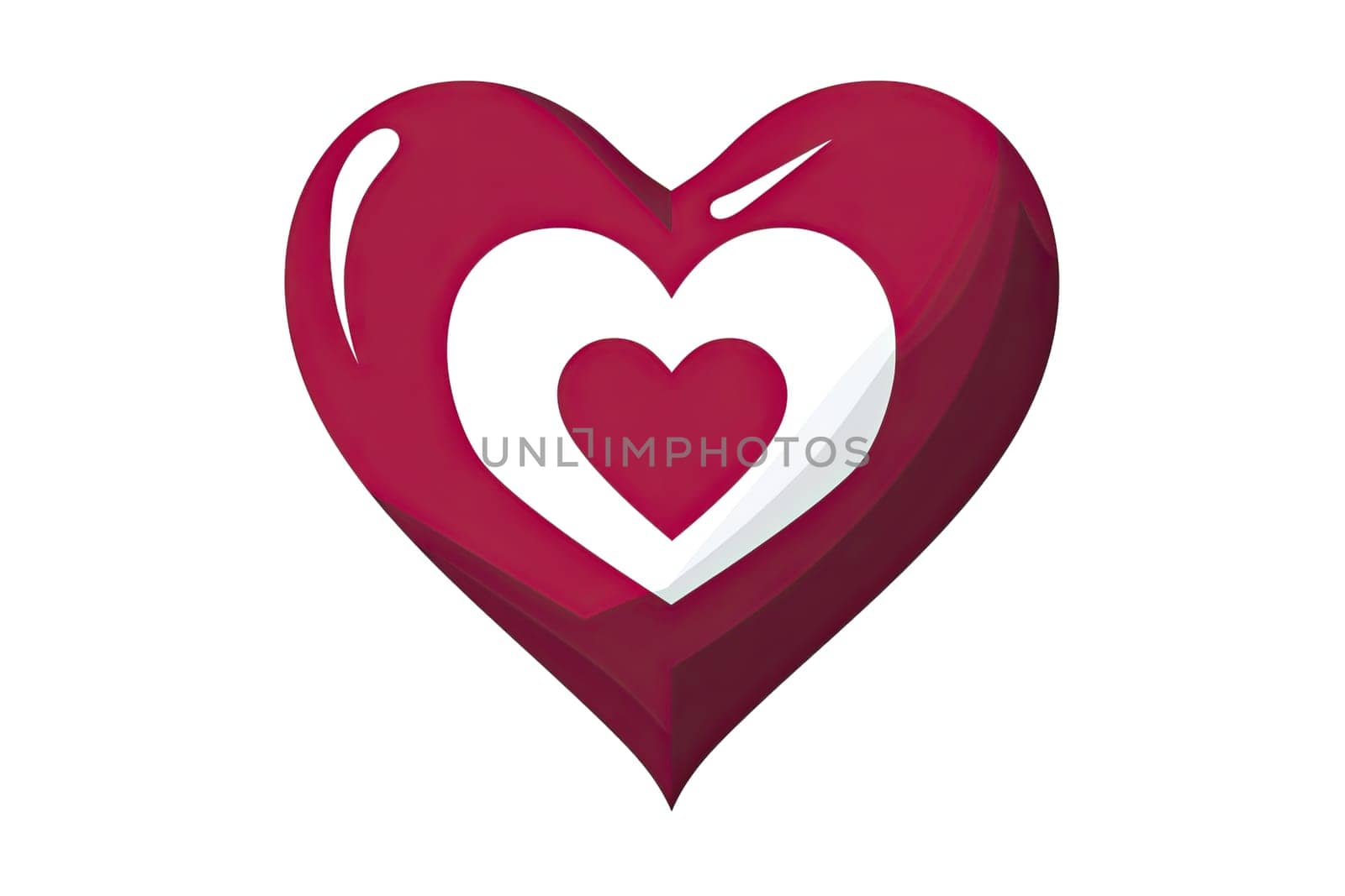 red heart drawing love symbol isolated on white background.Valentine's day decoration stencil shape element.