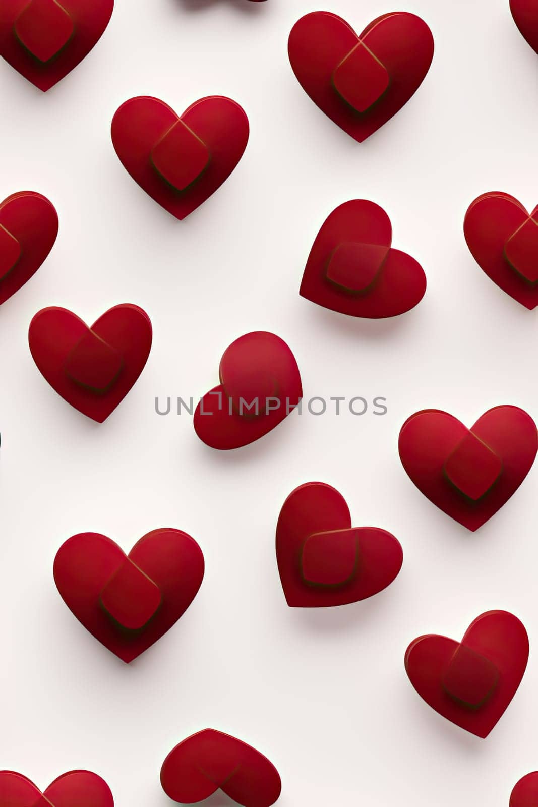Valentines day love symbol, 3d hearts in vertical isolated on white background by papatonic