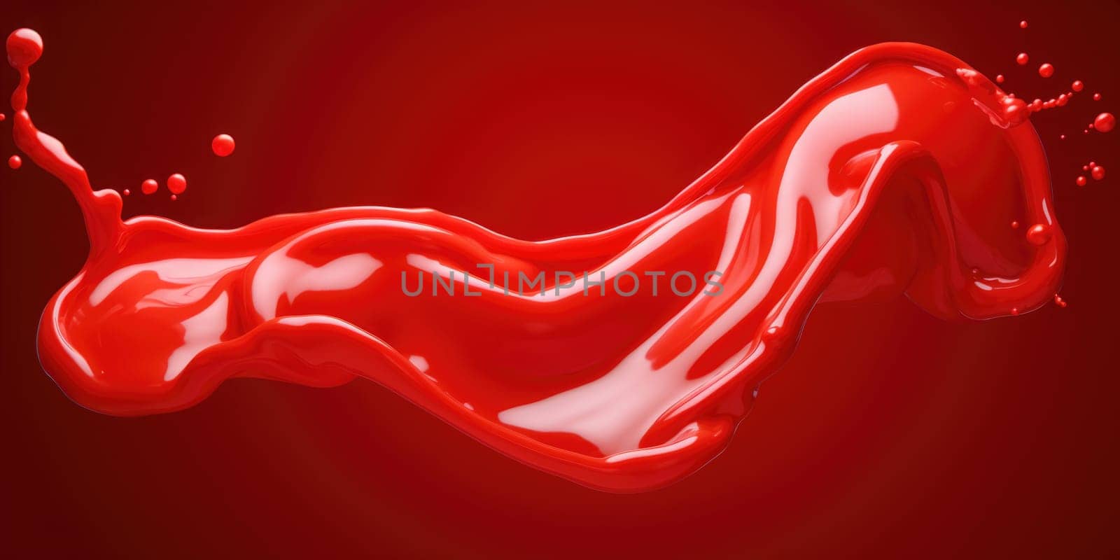 Red tomato ketchup or red liquid splash on red background. AI Generated