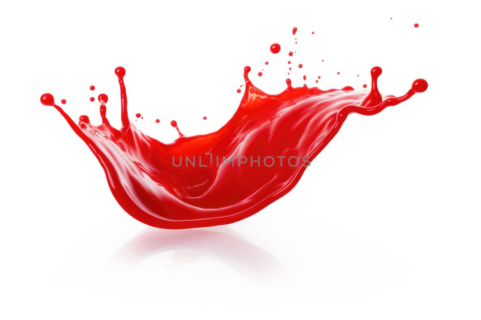 Red tomato ketchup or red liquid splash on white background. AI Generated