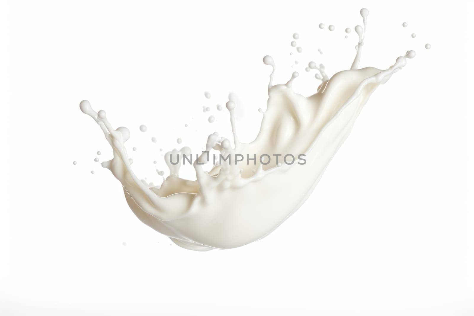 milk or white liquid splash isolated on white. AI Generated