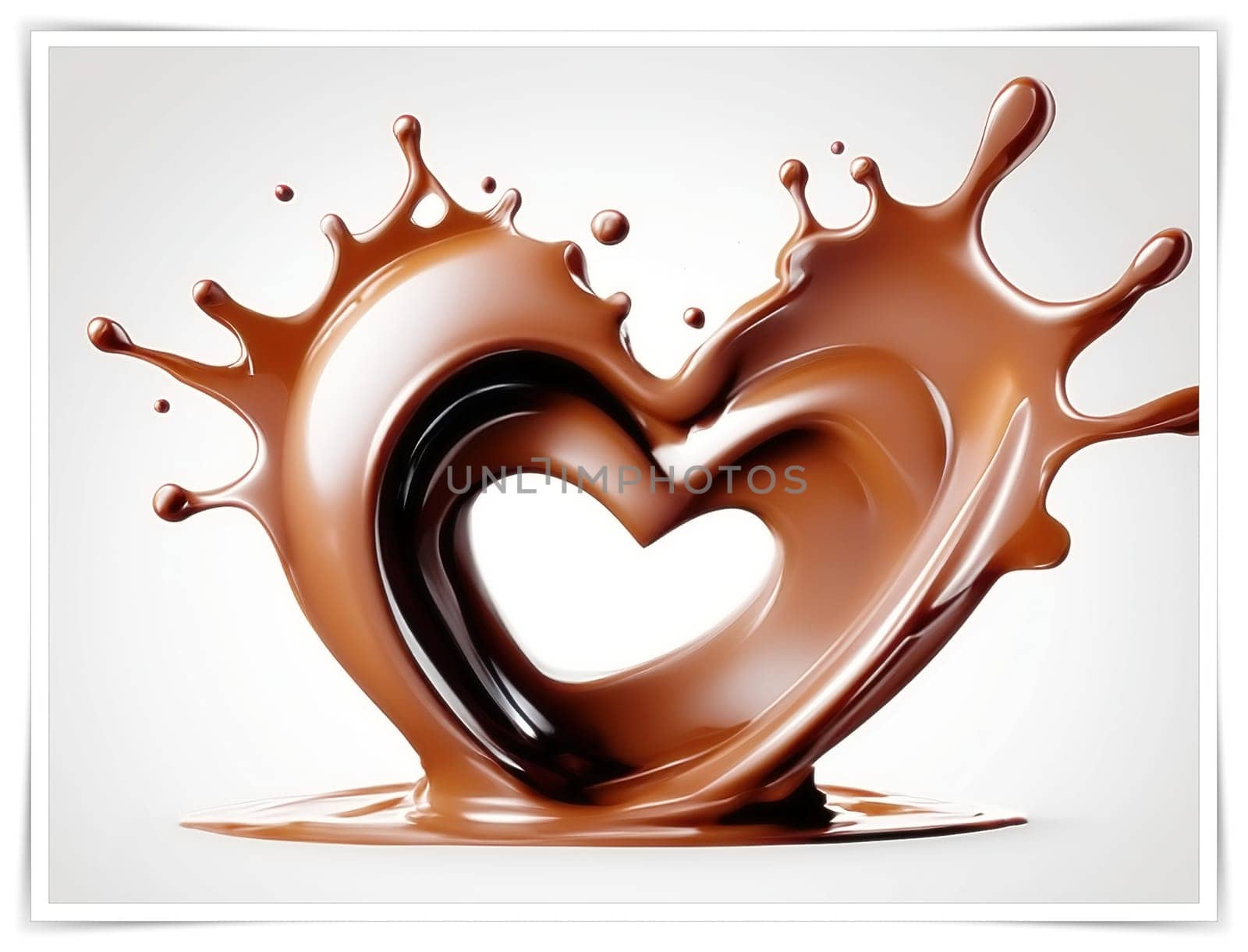 Chocolate splash with heart on a background. Chocolate heart with drops and splashes of chocolate on a background.Valentines day background with heart and chocolate splash.Vector illustration.