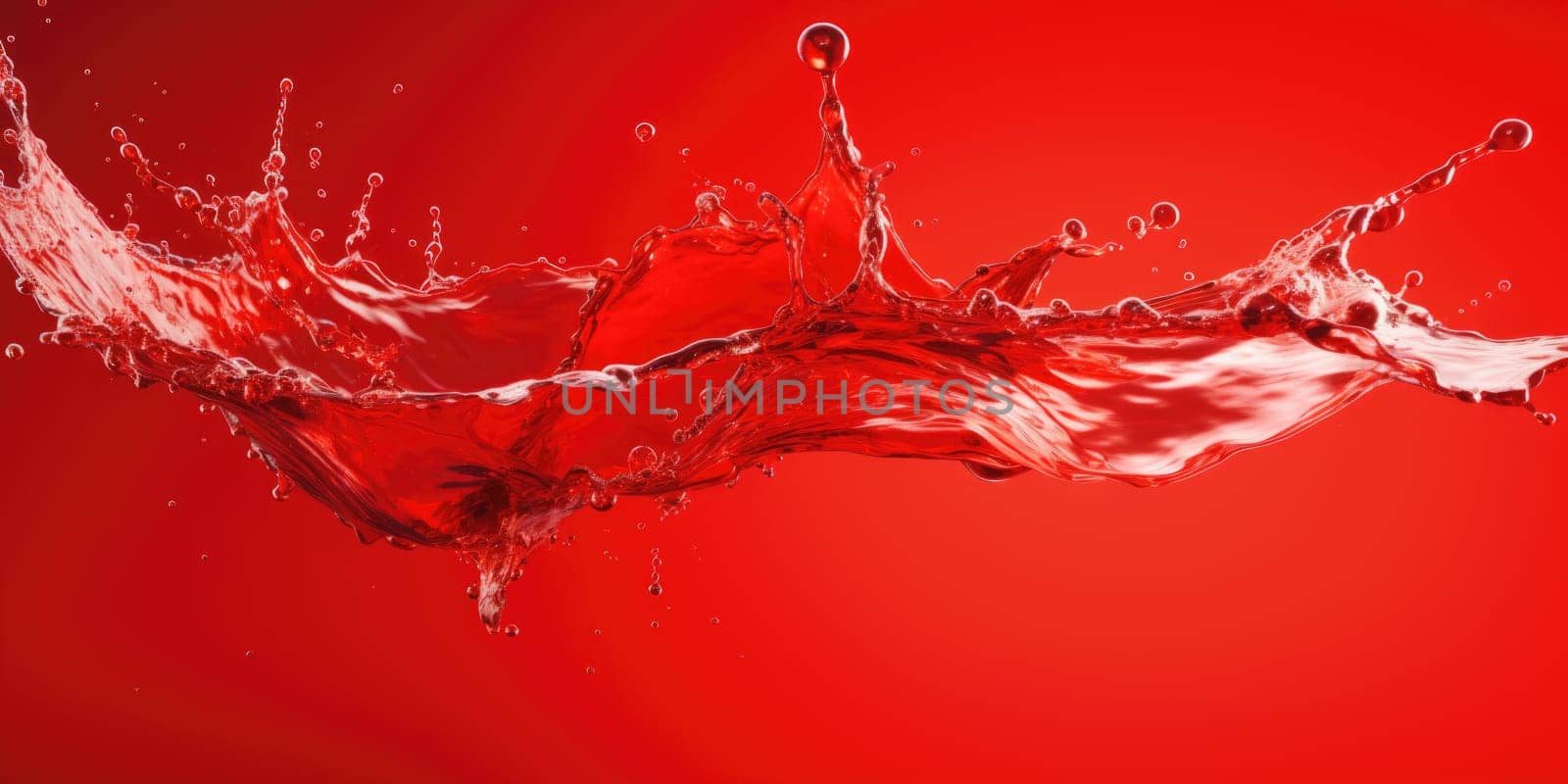 water splash isolated on red background. AI Generated by Desperada