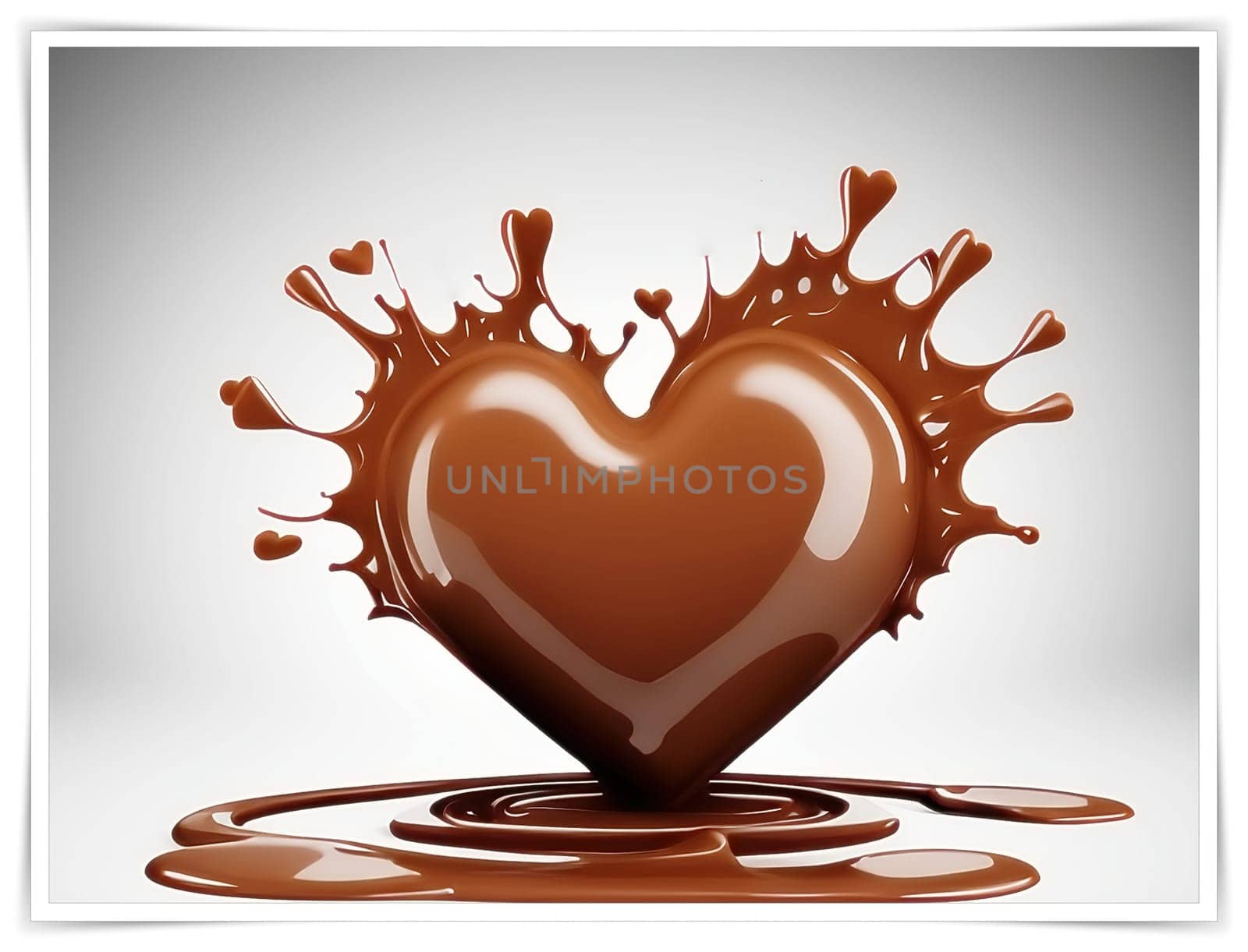 Chocolate splash with heart on a background. Chocolate heart with drops and splashes of chocolate on a background.Valentines day background with heart and chocolate splash.Vector illustration.