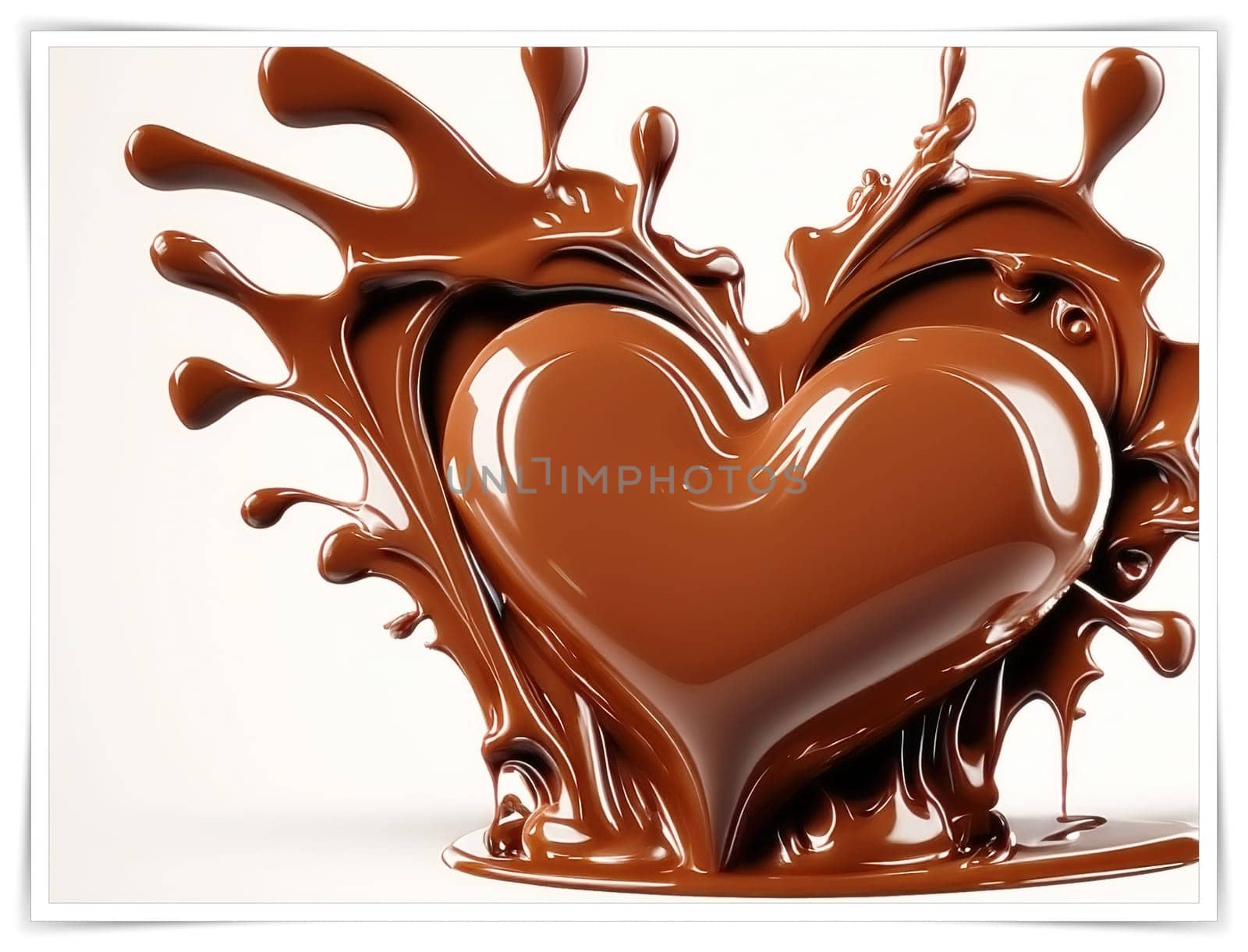 Chocolate splash with heart on a background. Chocolate heart with drops and splashes of chocolate on a background.Valentines day background with heart and chocolate splash.Vector illustration.