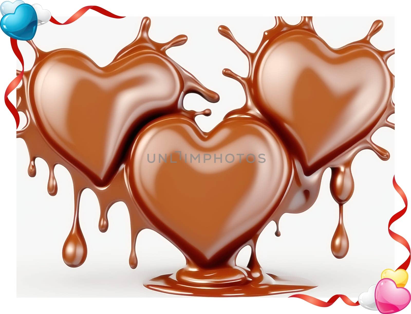 Chocolate splash with heart on a background. Chocolate heart with drops and splashes of chocolate on a background.Valentines day background with heart and chocolate splash.Vector illustration.