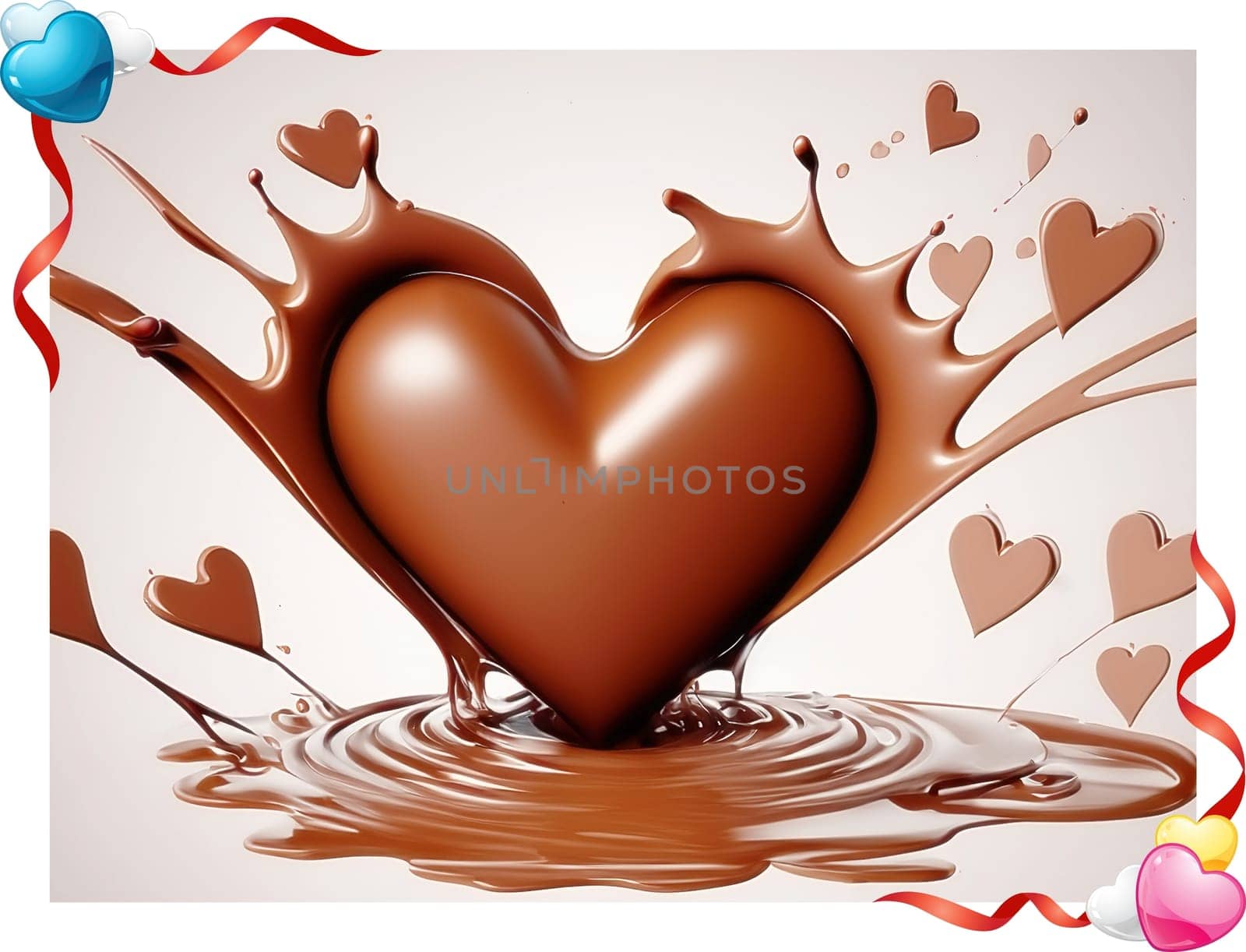 Chocolate splash with heart on a background. by yilmazsavaskandag