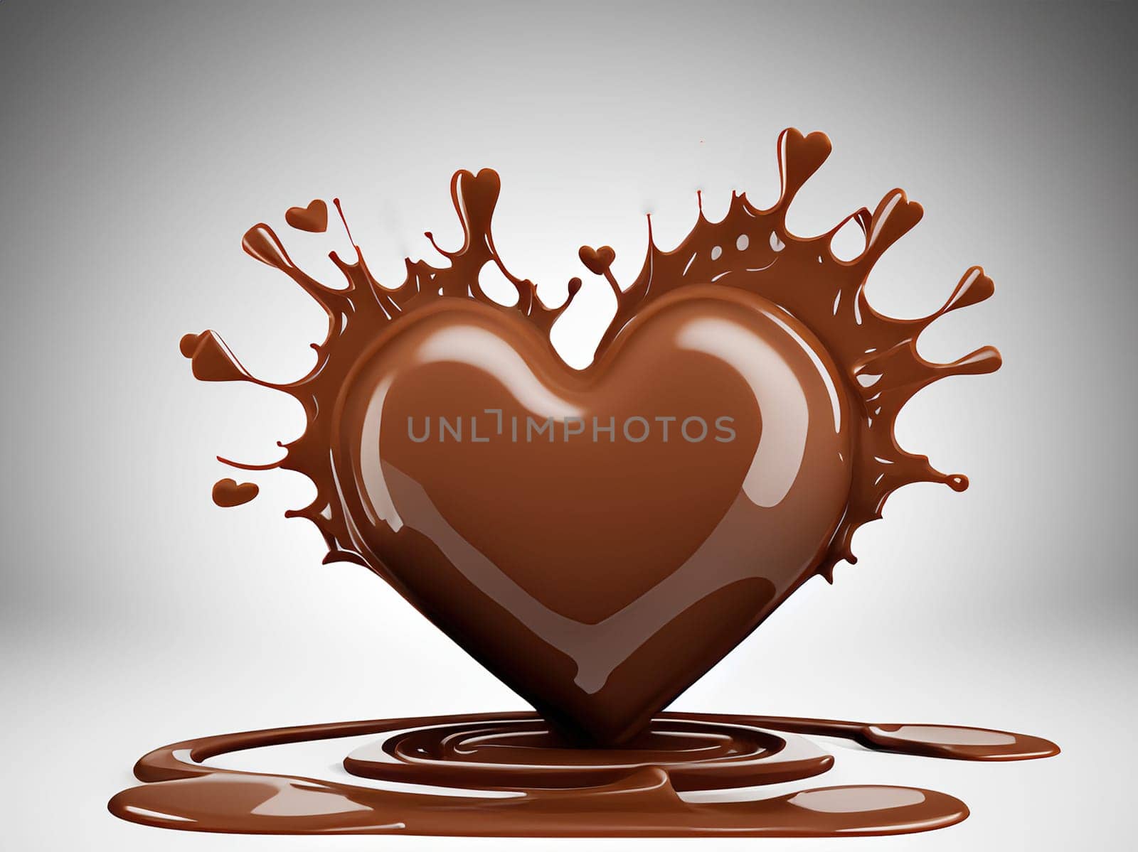 Chocolate splash with heart on a background. Chocolate heart with drops and splashes of chocolate on a background.Valentines day background with heart and chocolate splash.Vector illustration.