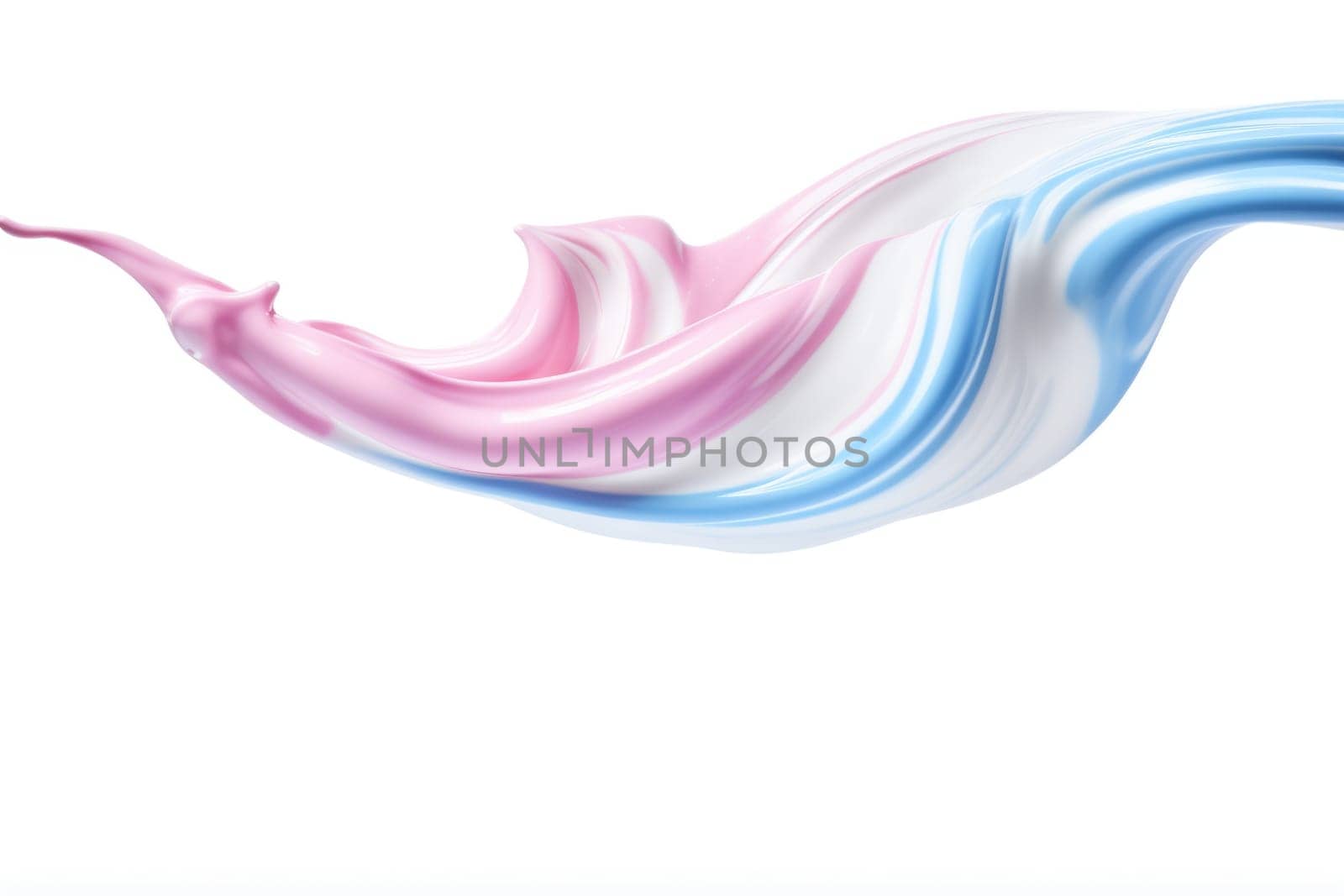 white, red and blue colored liquid splash isolated on white. AI Generated