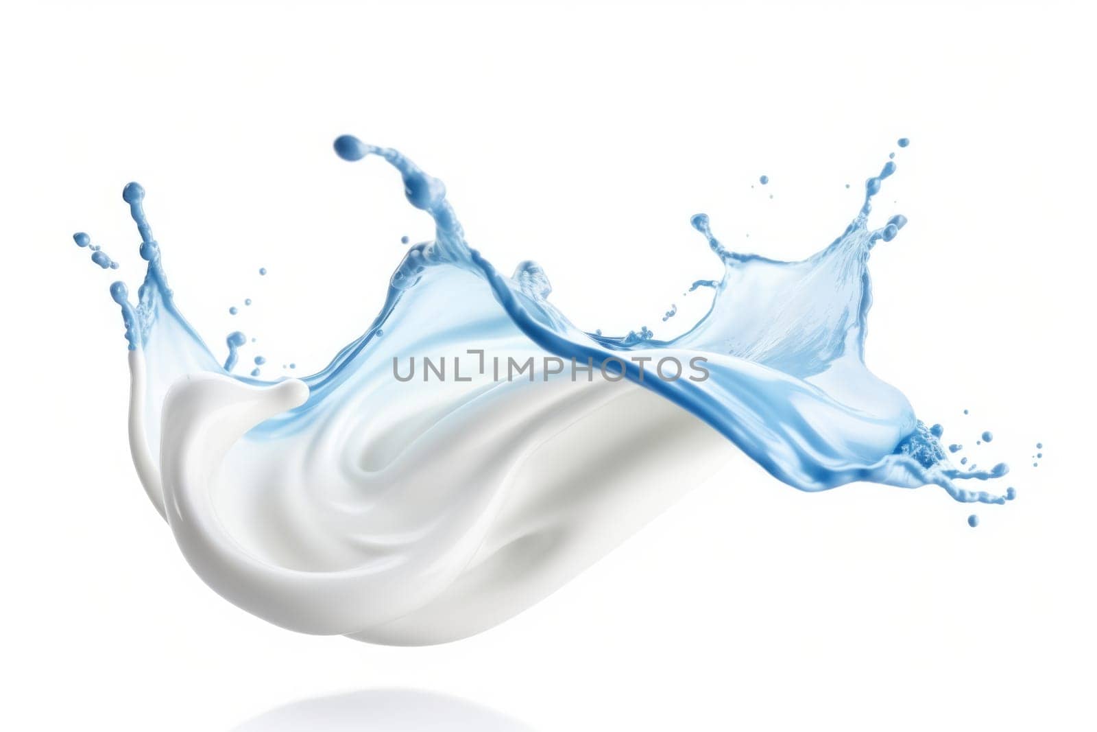 white, red and blue colored liquid splash isolated on white. AI Generated