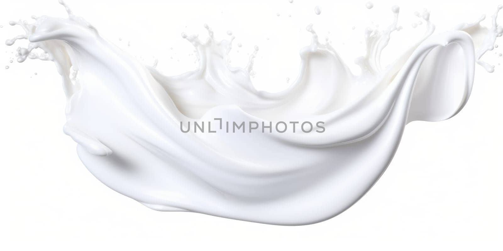 milk or white liquid splash isolated on white. AI Generated