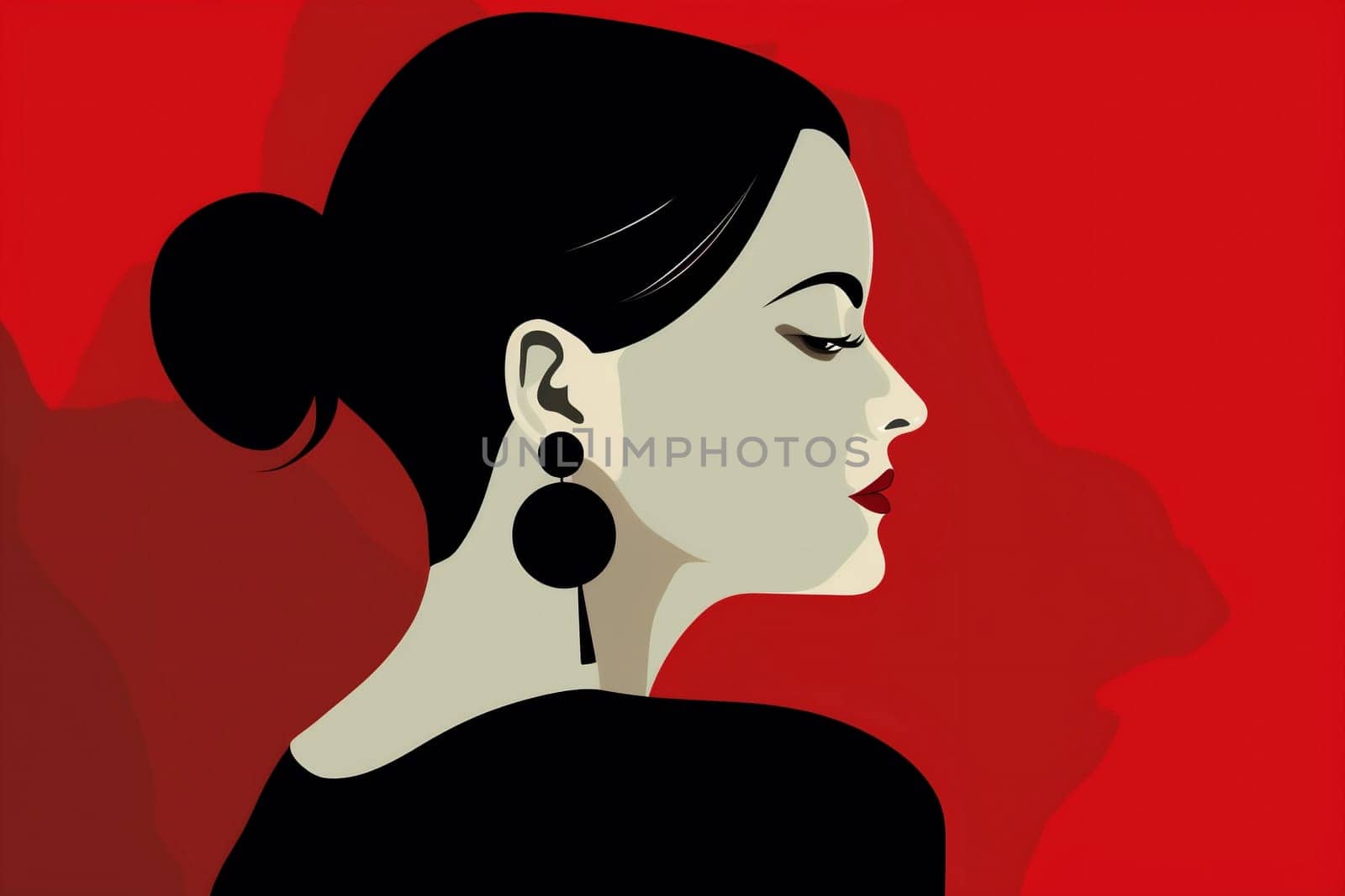 woman flat portrait vintage red glamour poster model background dress female fashion. Generative AI. by Vichizh