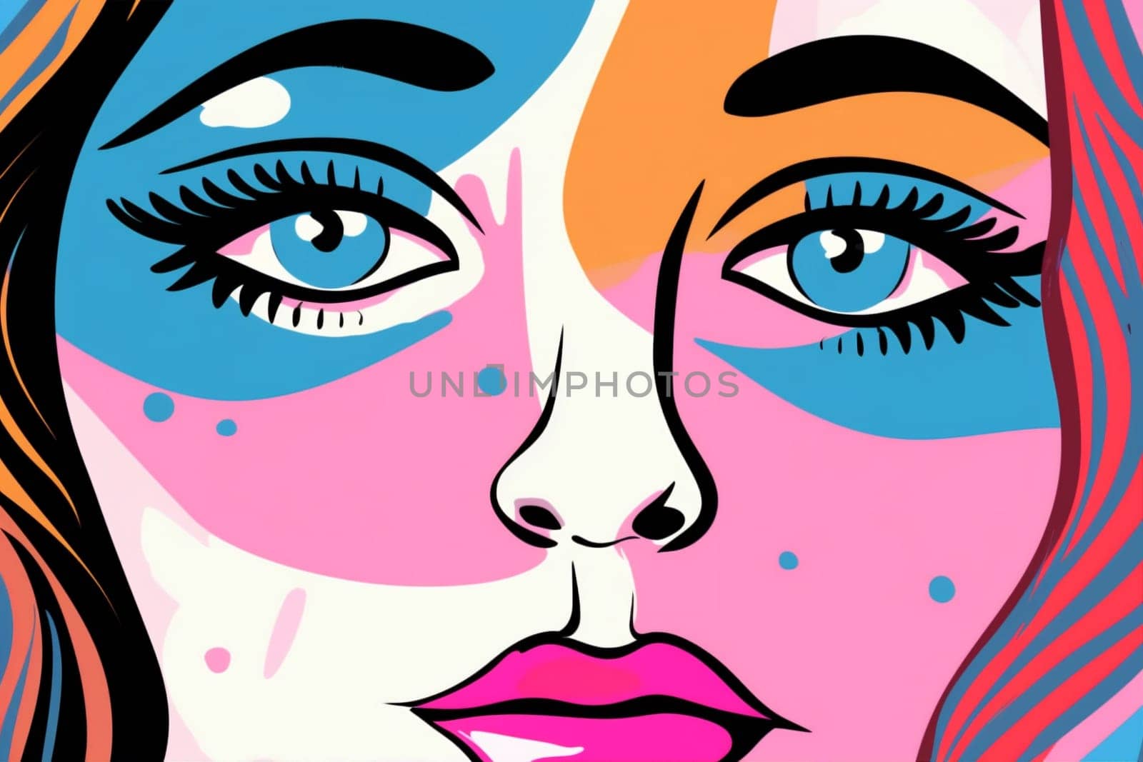 woman illustration portrait face graphic fashion design poster cubism abstract cubist modern. Generative AI. by Vichizh