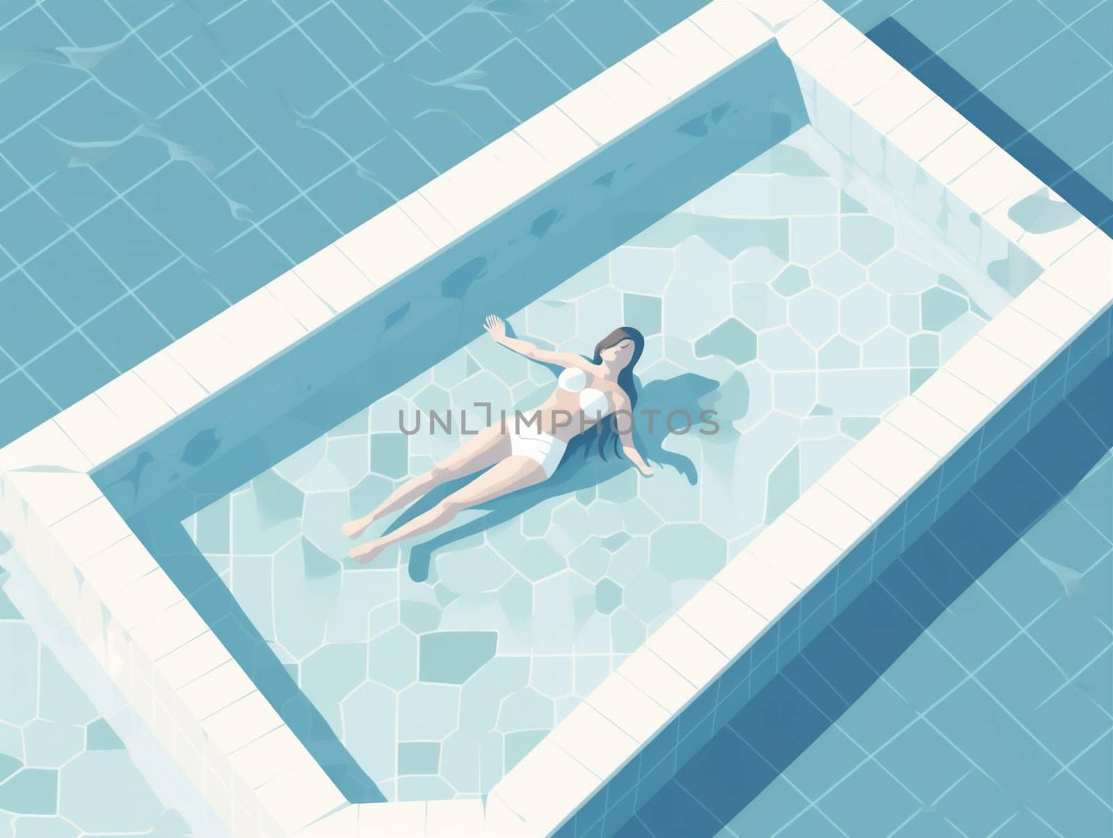 pool woman background lifestyle summer holiday character travel swimming young female girl activity water person swim swimmer sunny illustration leisure tropical. Generative AI.