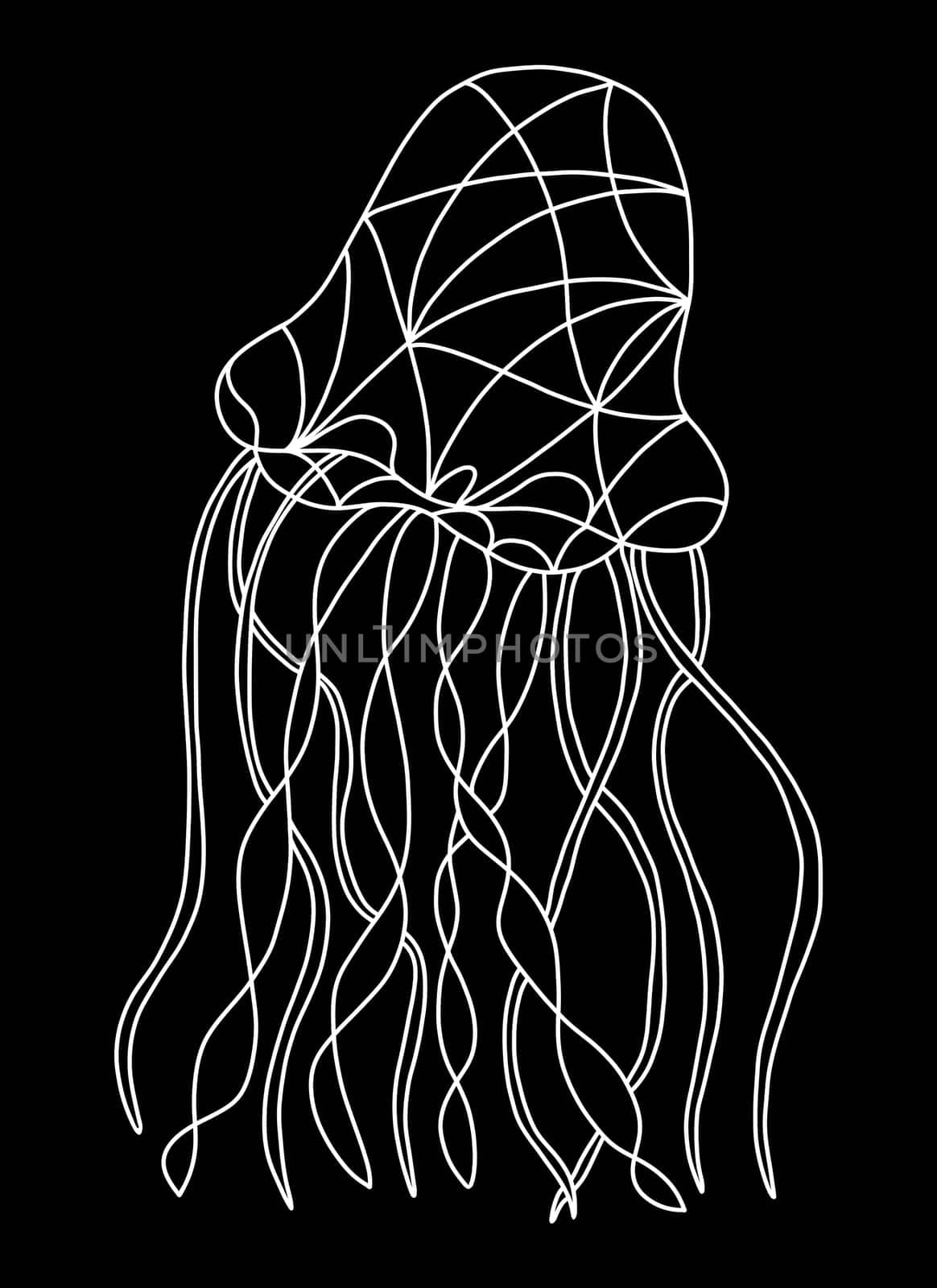 Outline Illustration of Jellyfish in Stained Glass Window Style. by Rina_Dozornaya