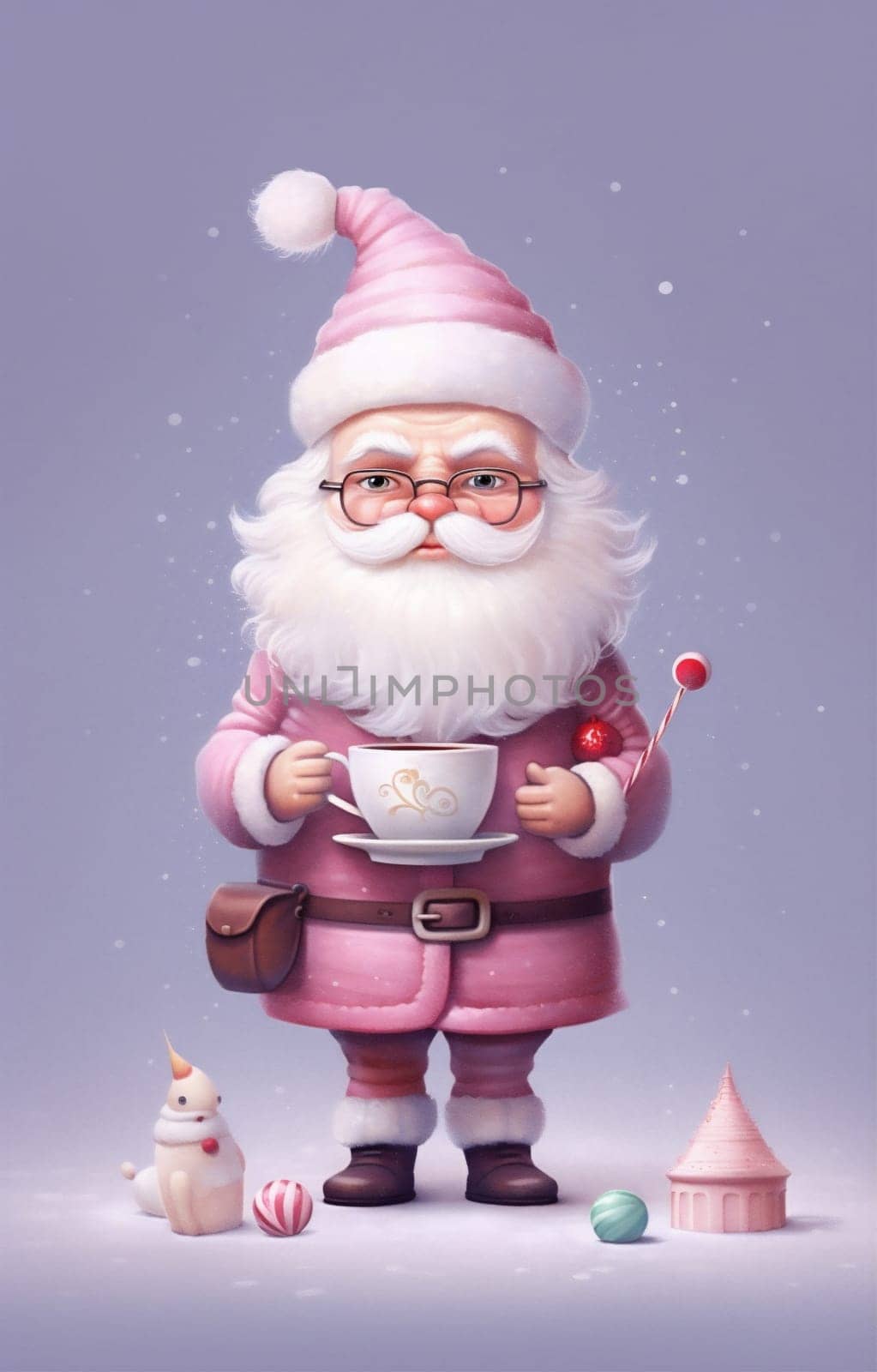 man cute content cookies holiday santa claus household male festivity christmas merry tinsel father life home peaceful abode decoration hot mug. Generative AI.