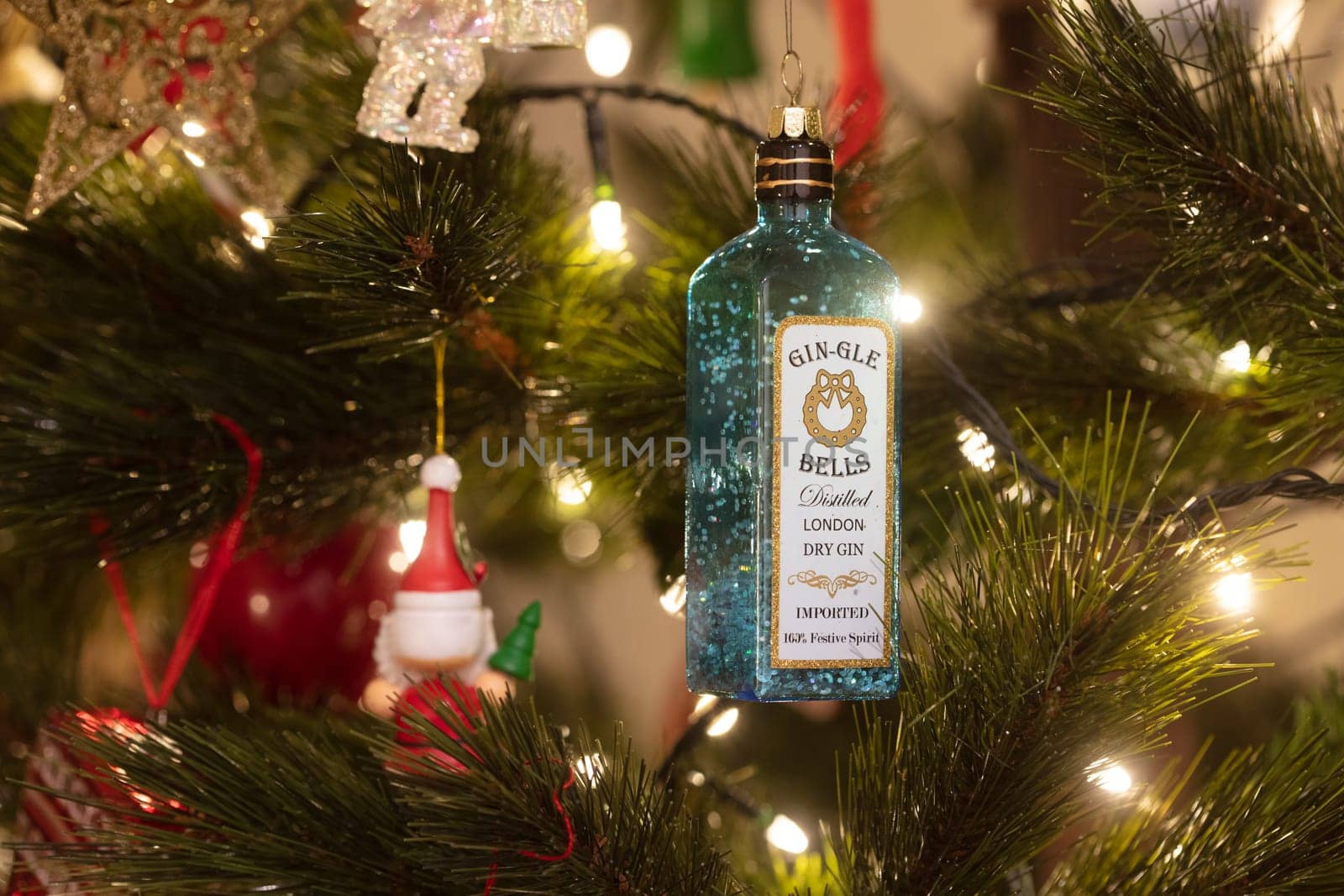Australian Christmas decorations on a tree in the holiday period