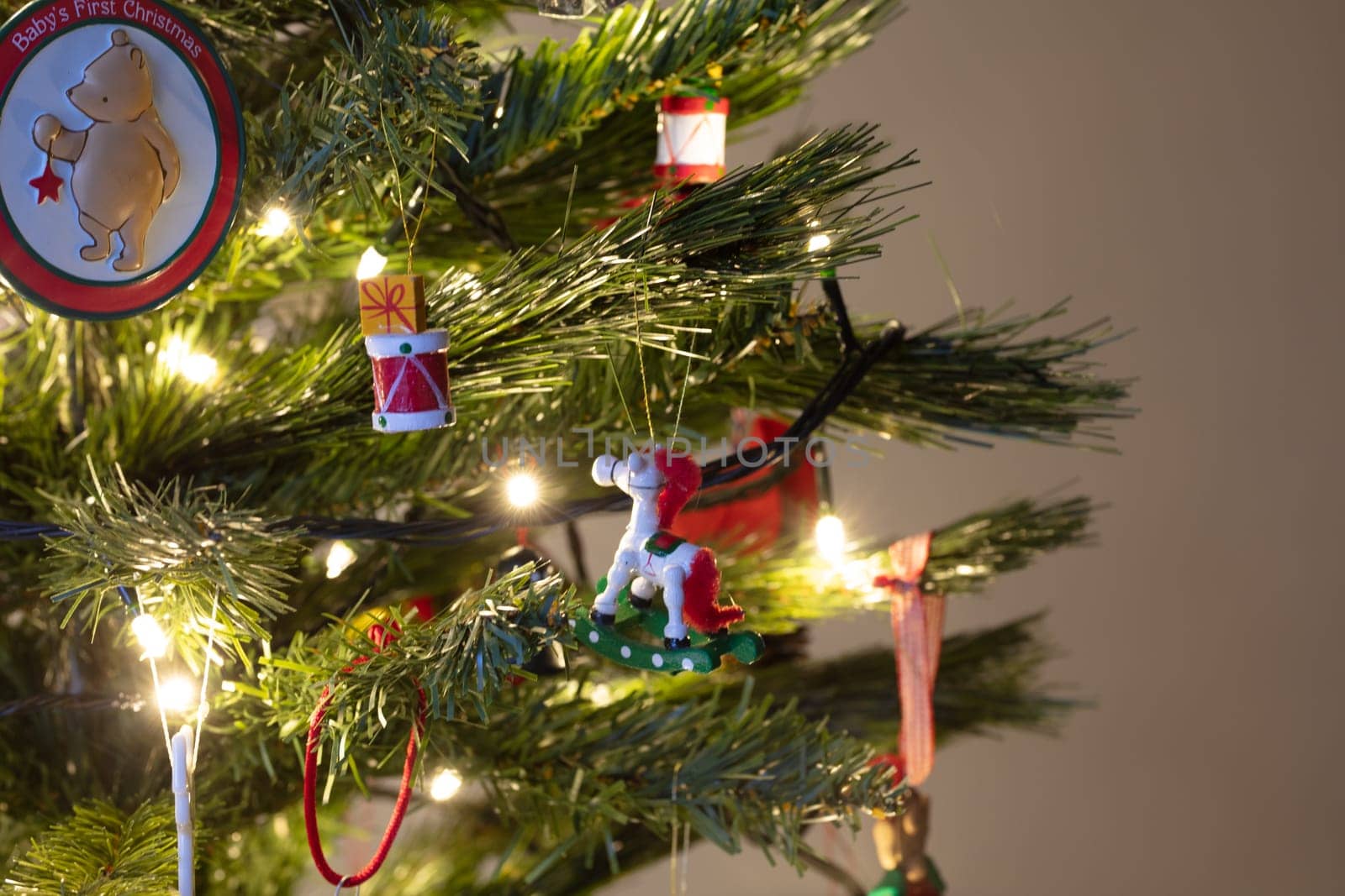Australian Christmas decorations on a tree in the holiday period