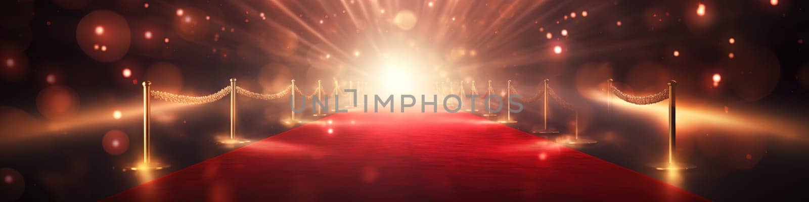 Red carpet with a flares and glowing effects in the end as banner